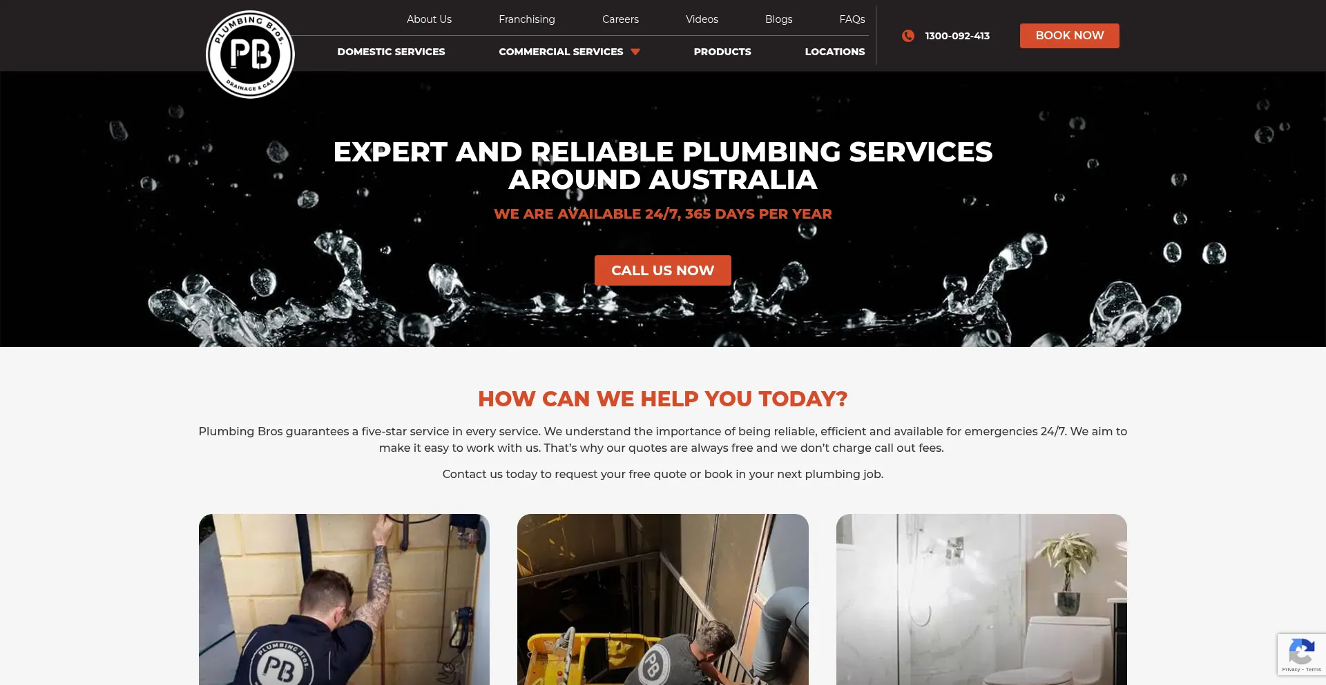 Website screenshot of Plumbingbros.com.au