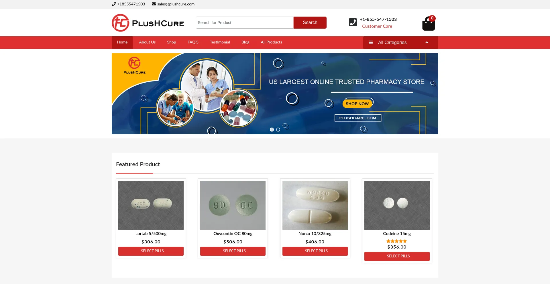 Website screenshot of Plushcure.com