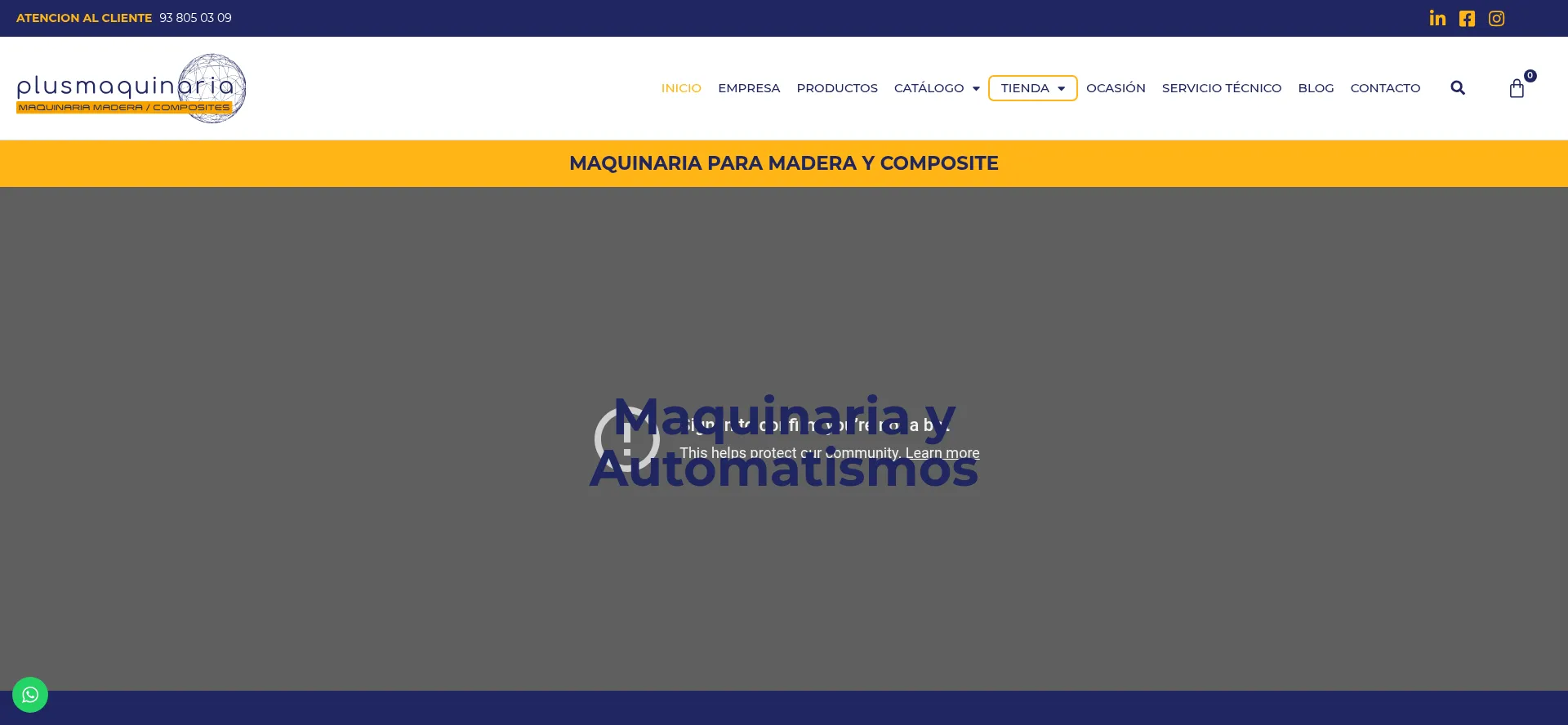 Website screenshot of Plusmaquinaria.com