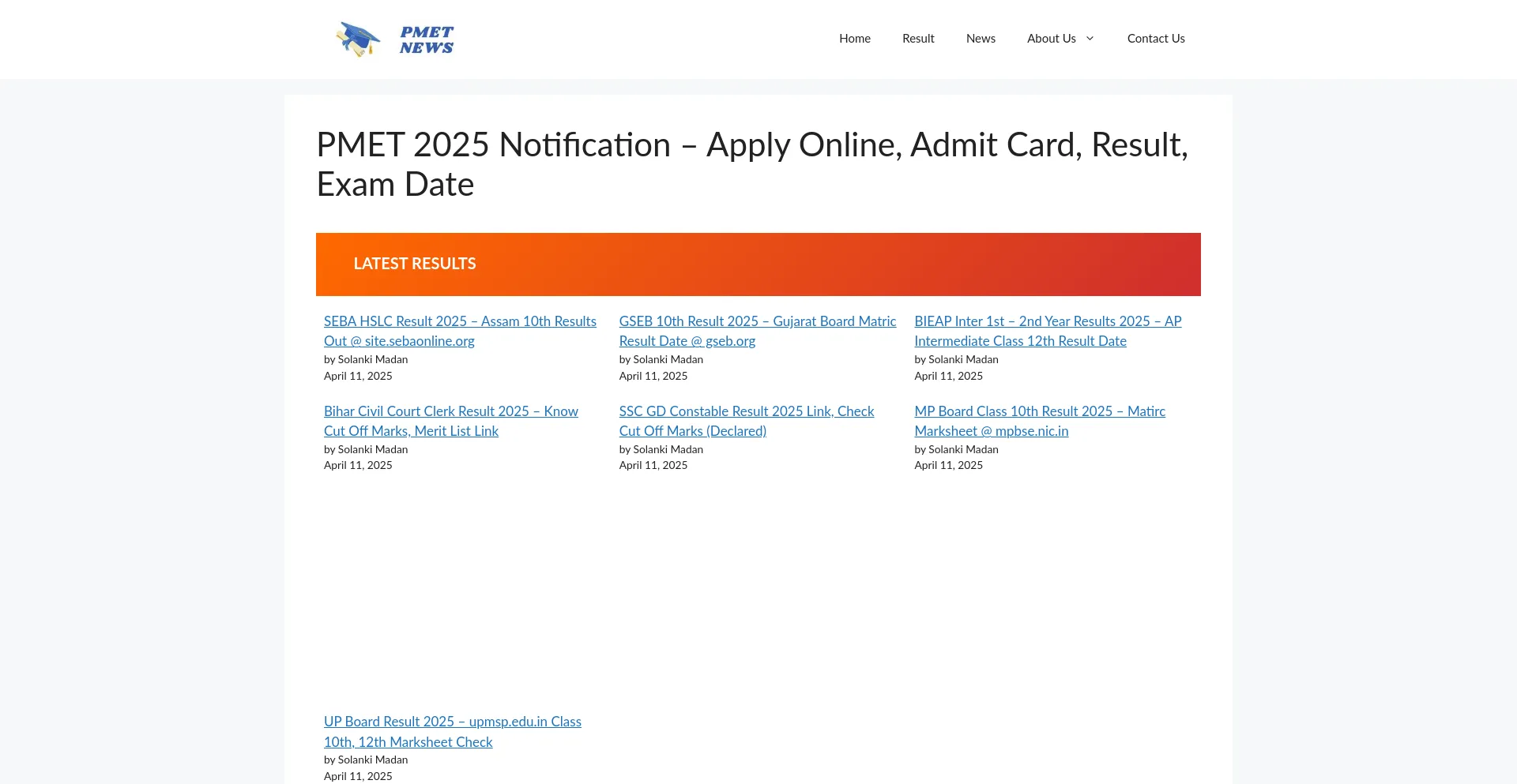 Website screenshot of Pmet23.com