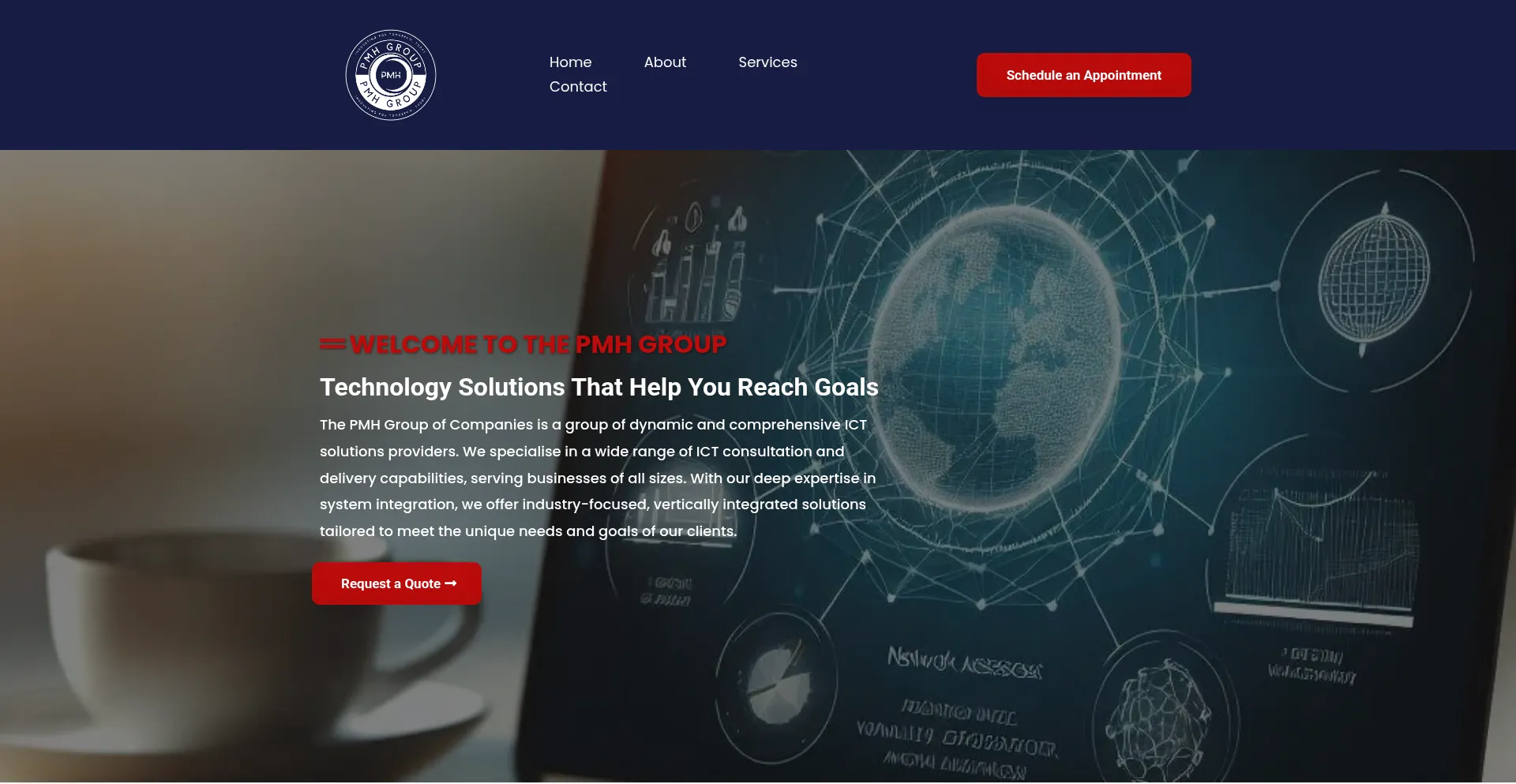 Website screenshot of Pmhgroup.tech