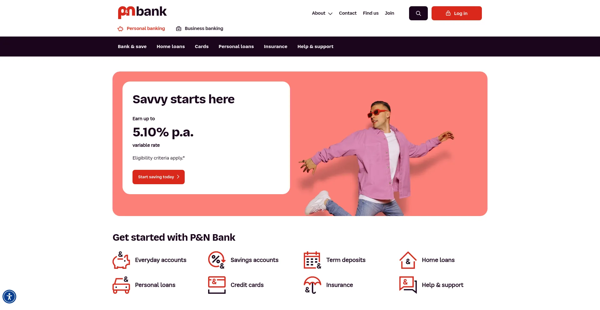 Website screenshot of Pnbank.com.au