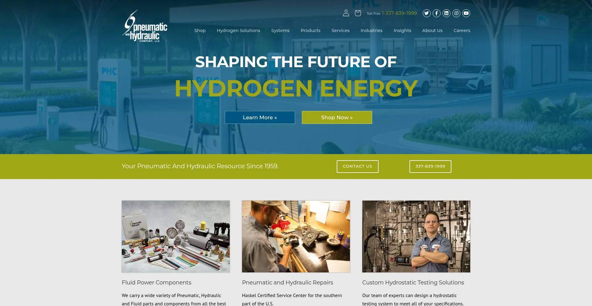 Website screenshot of Pneumaticandhydraulic.com