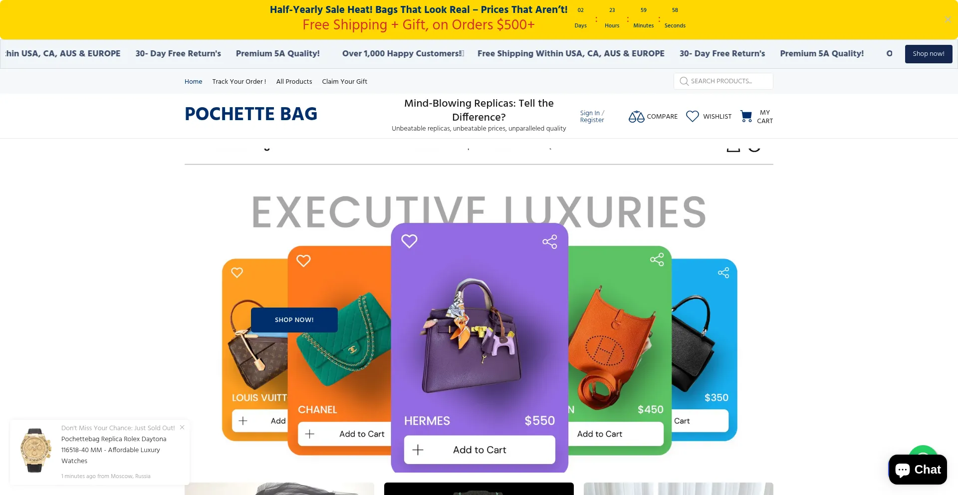 Website screenshot of Pochettebag.com