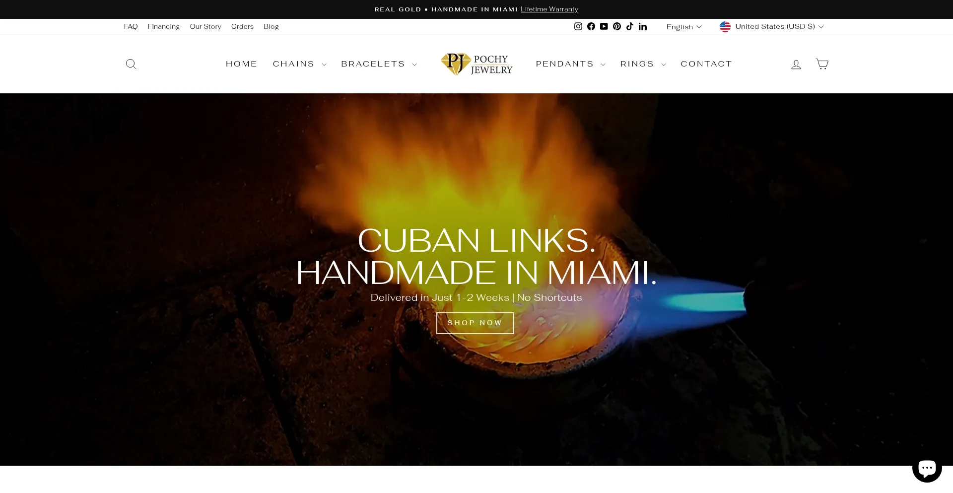 Website screenshot of Pochyjewelry.com