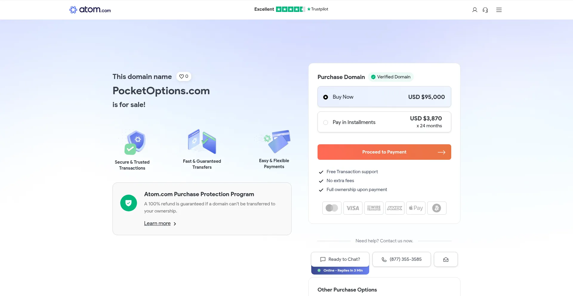 Website screenshot of Pocketoptions.com
