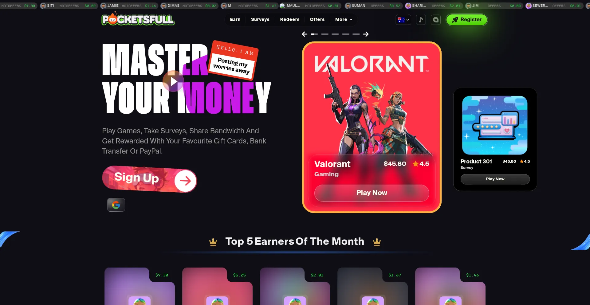 Pocketsfull.com Screenshot