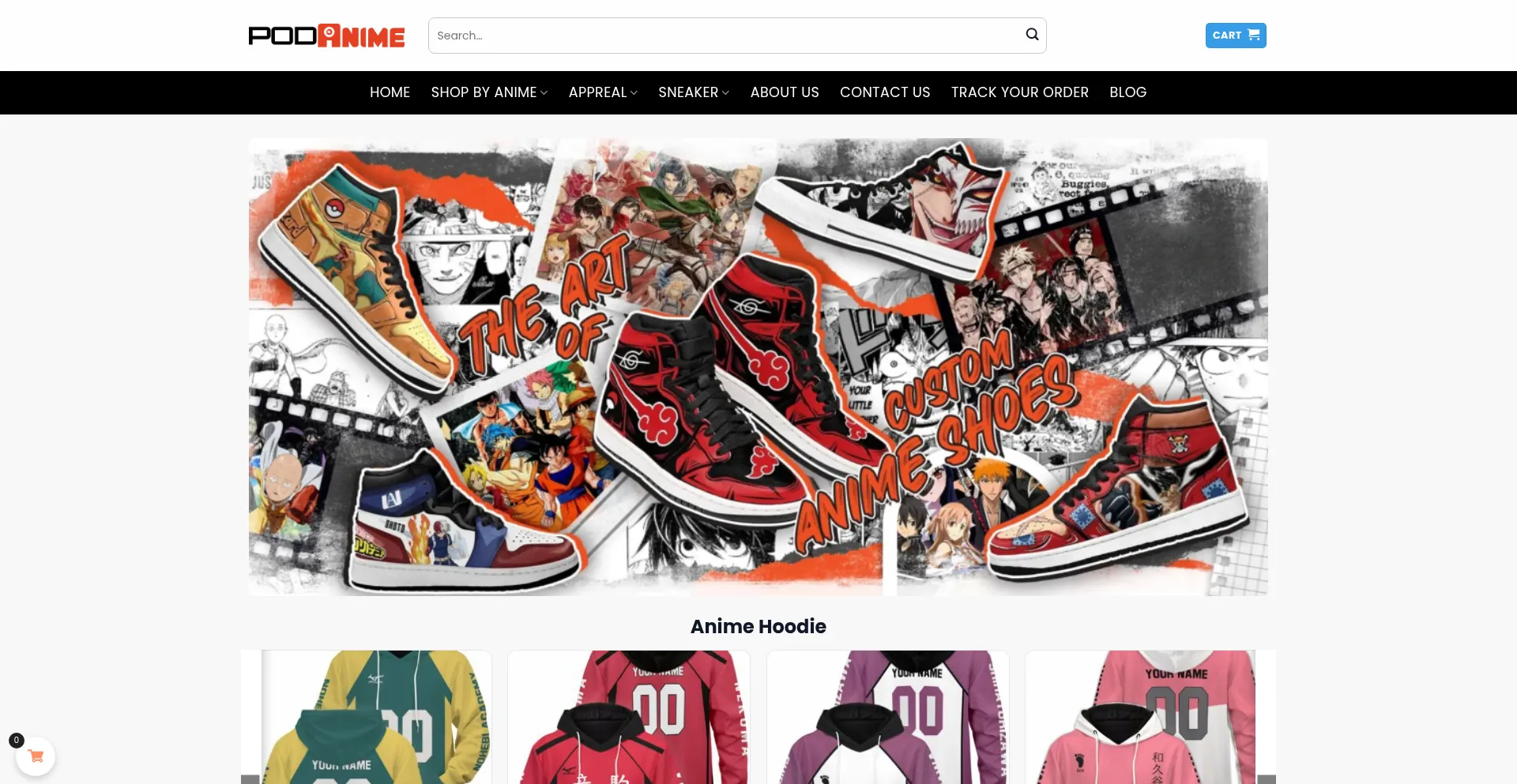 Website screenshot of Podanime.com