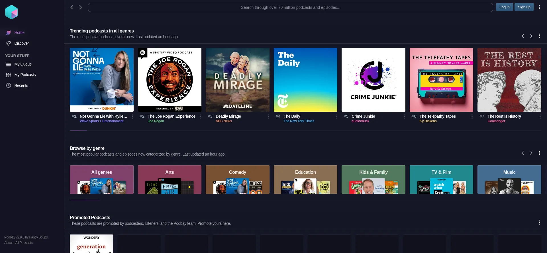 Website screenshot of Podbay.fm