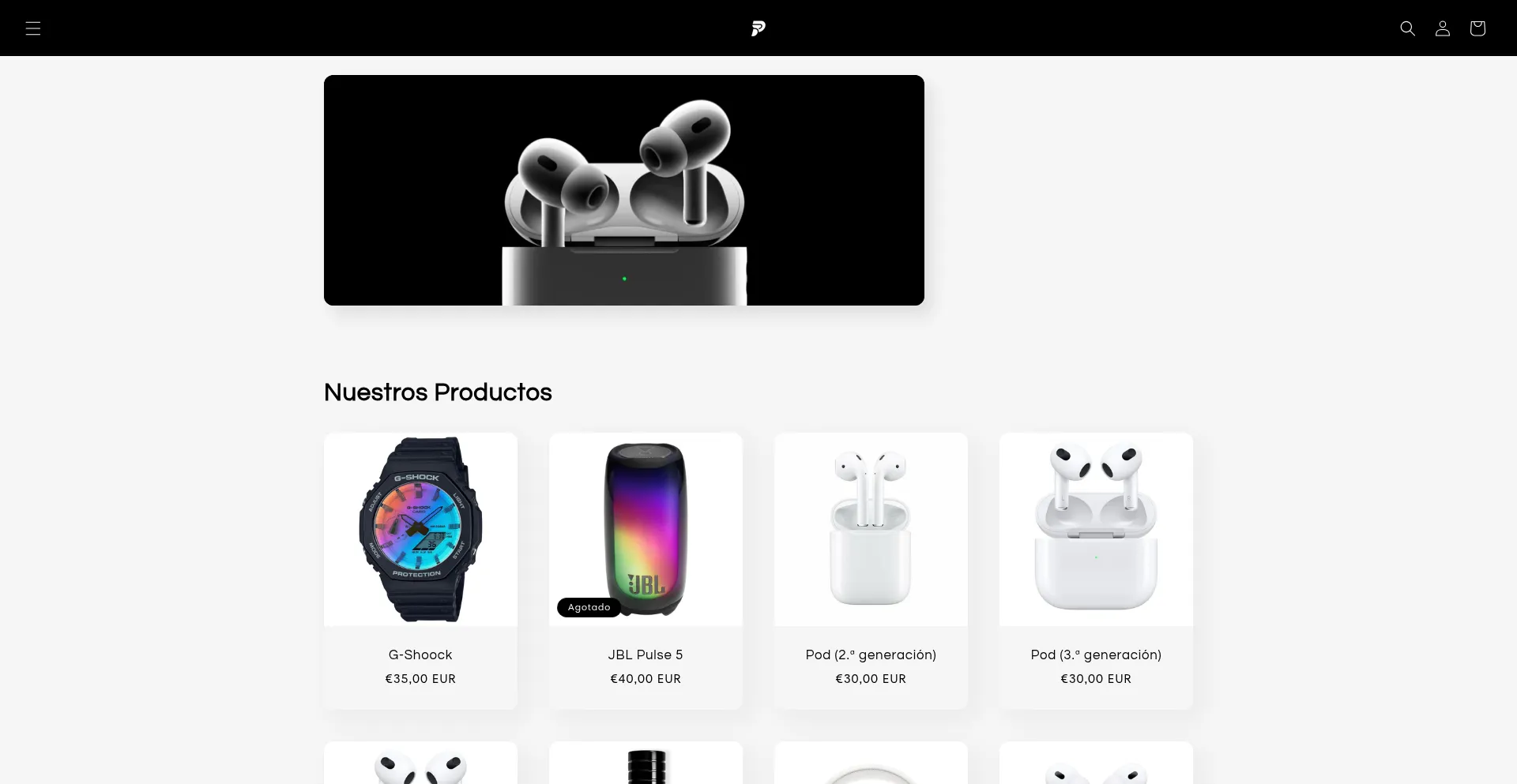 Website screenshot of Podshop.es