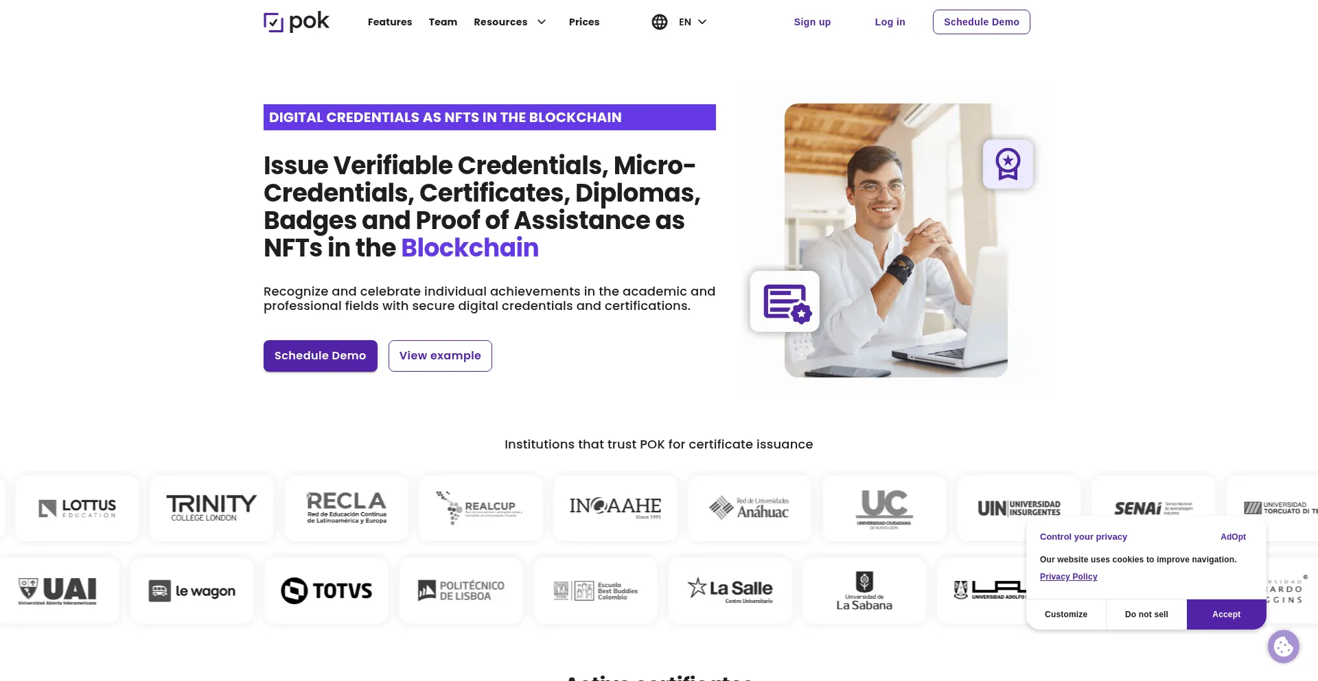 Website screenshot of Pok.tech