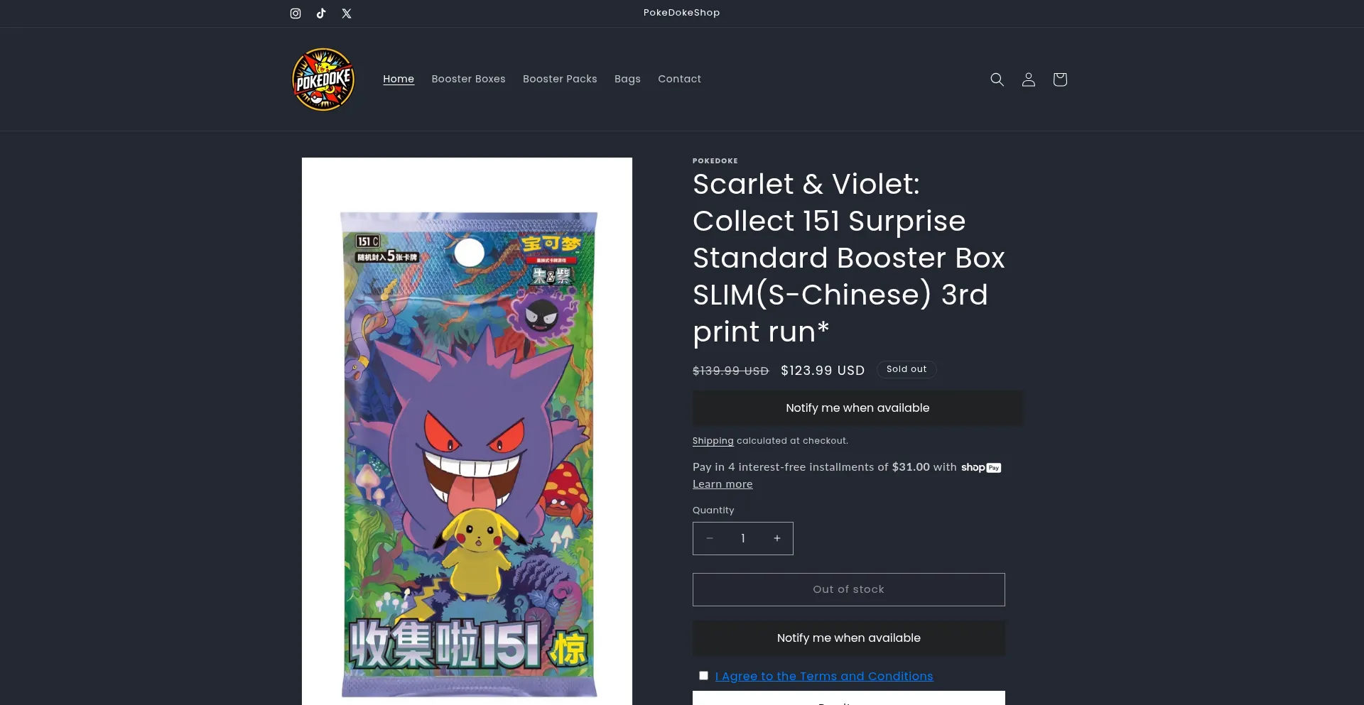 Website screenshot of Pokedoketcg.com