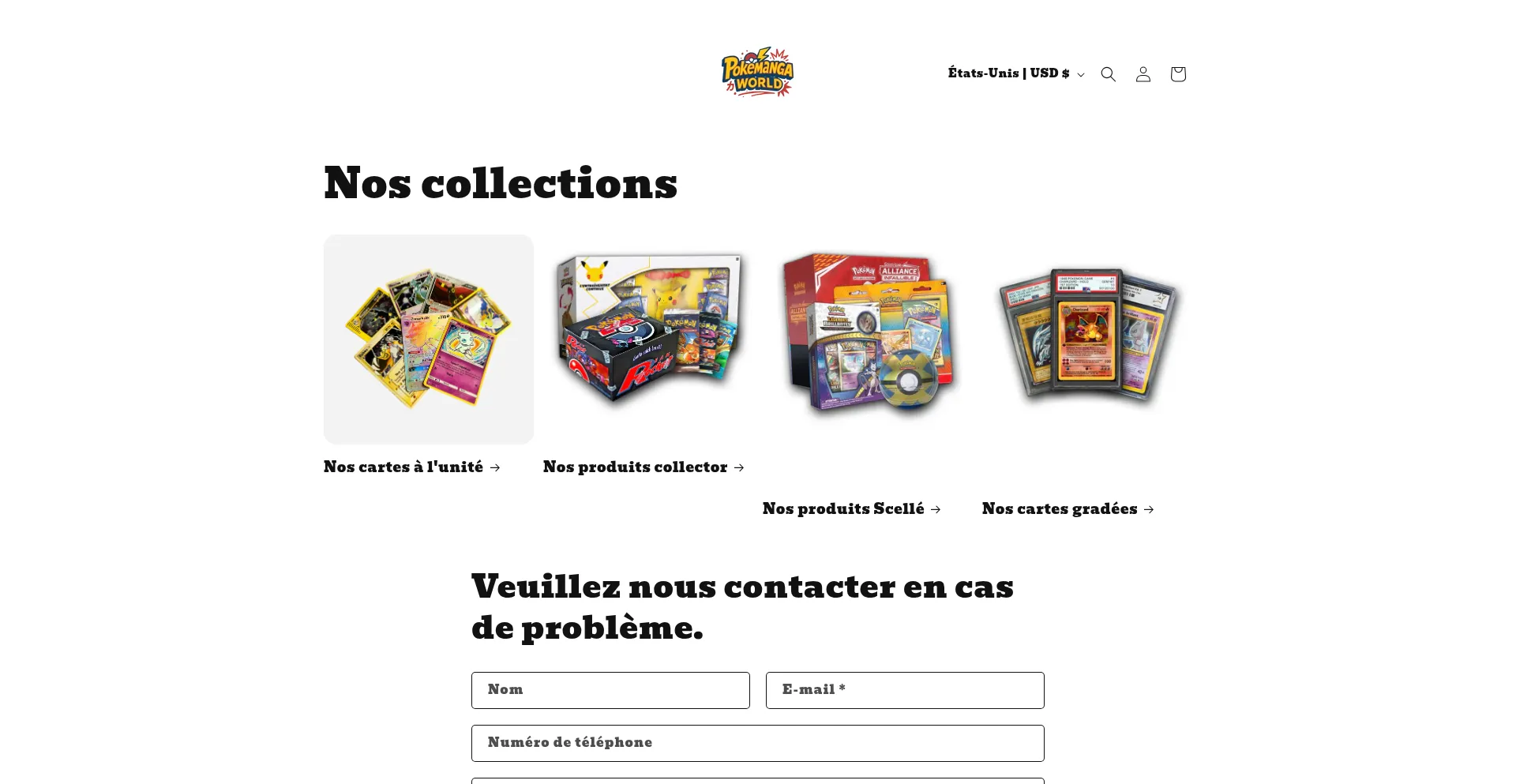Website screenshot of Pokemanga.store