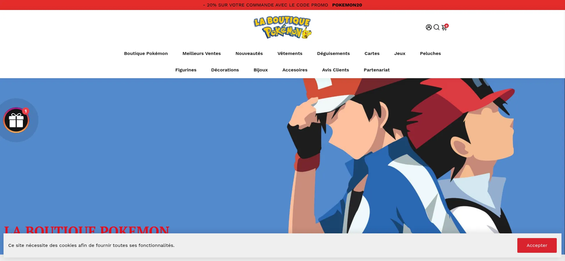 Website screenshot of Pokemon-laboutique.fr