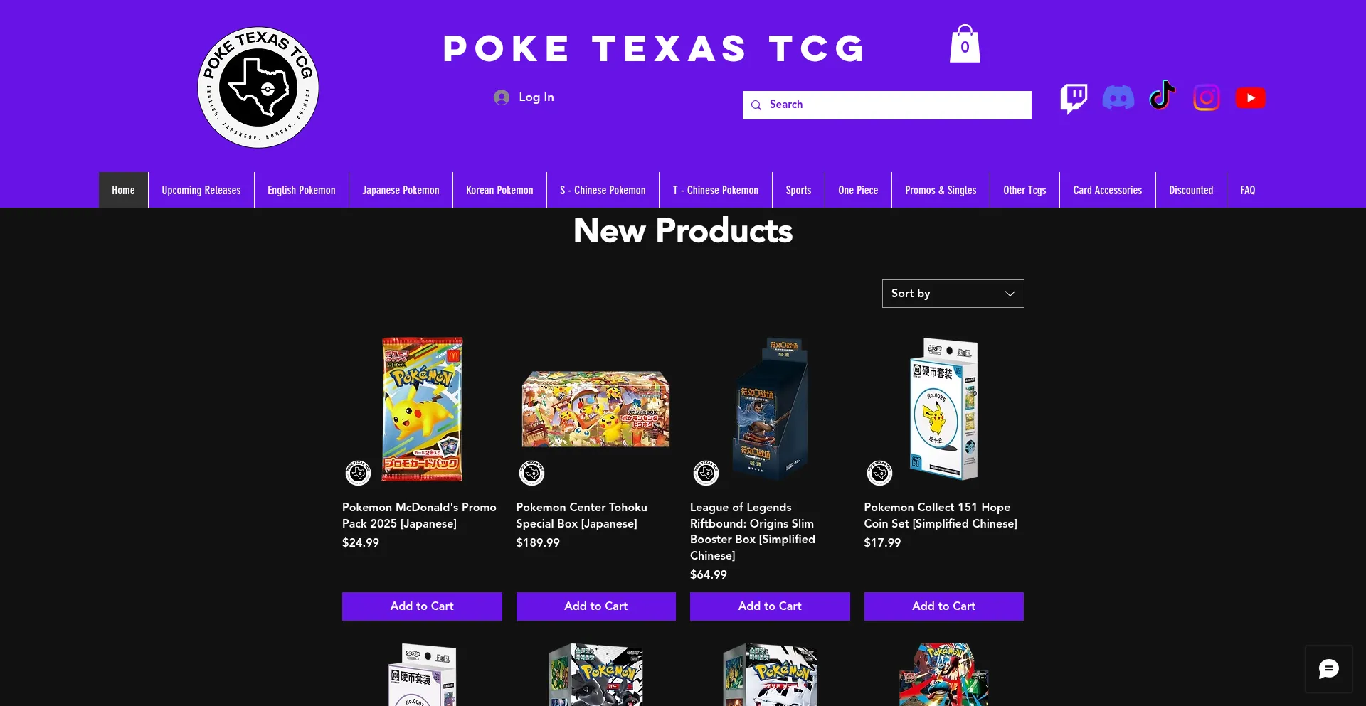 Website screenshot of Poketexastcg.com