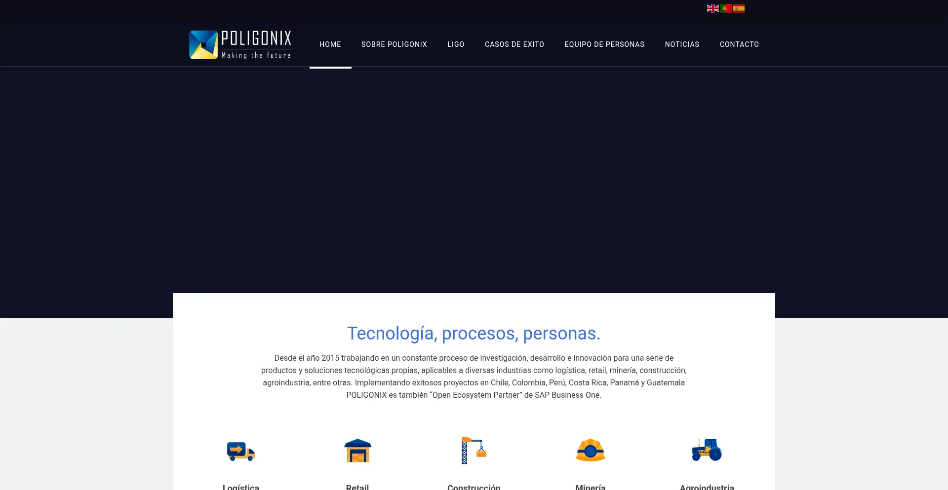 Website screenshot of Poligonix.com