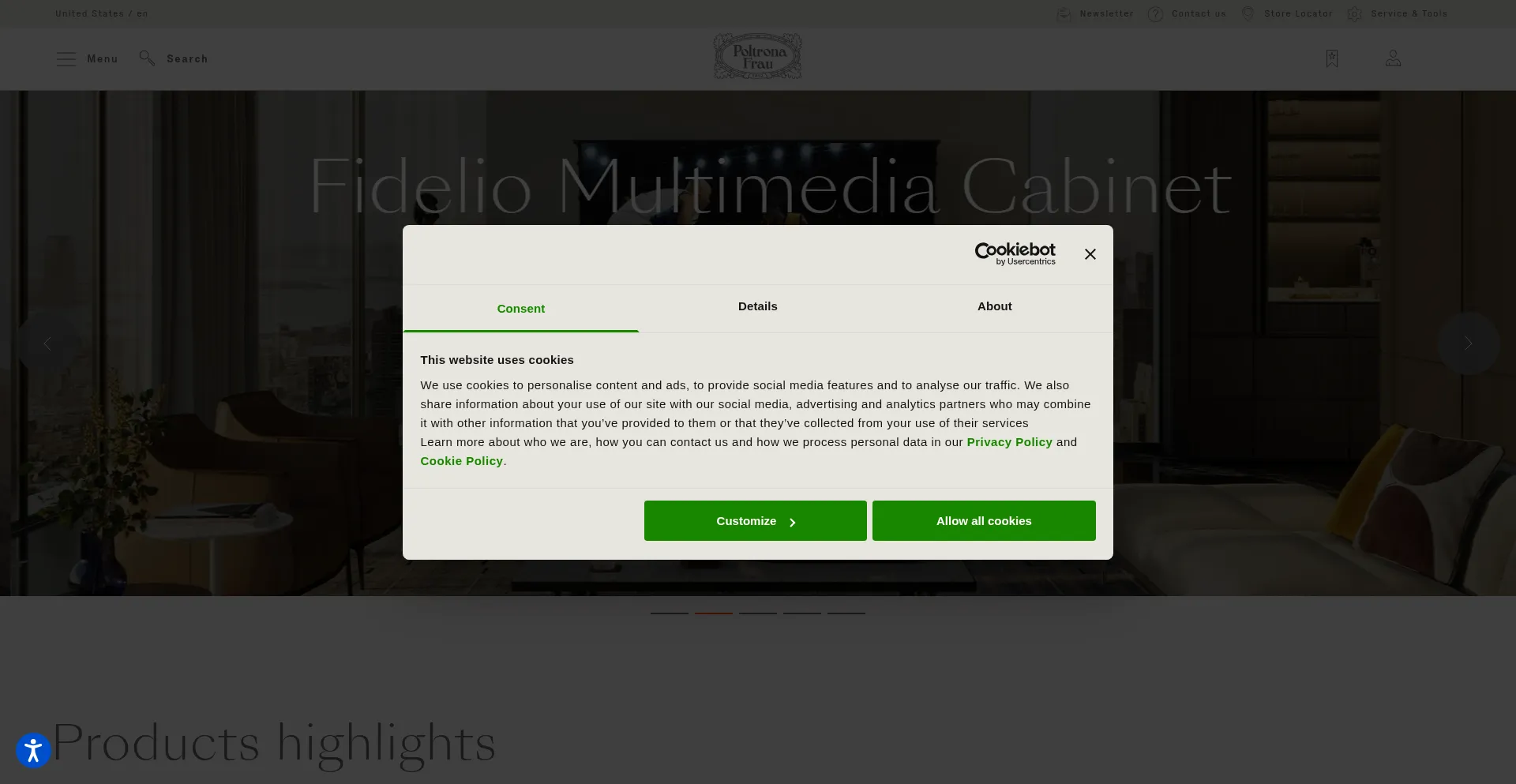 Website screenshot of Poltronafrau.com