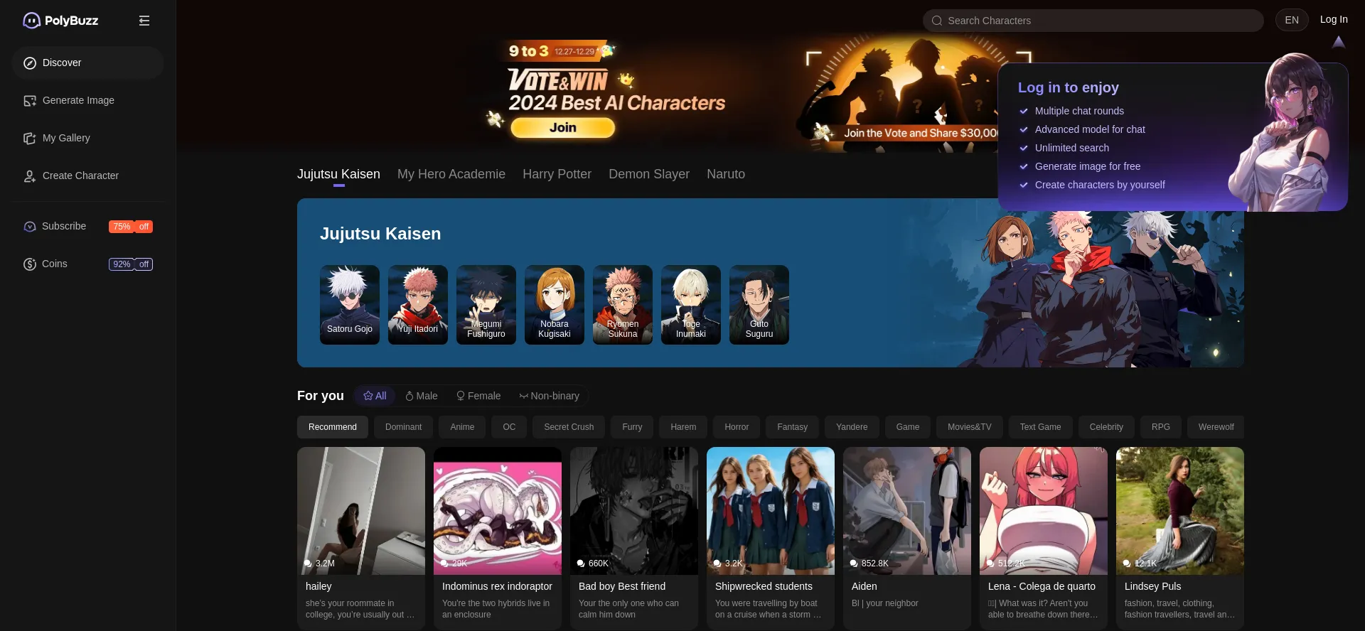 Website screenshot of Polybuzz.ai