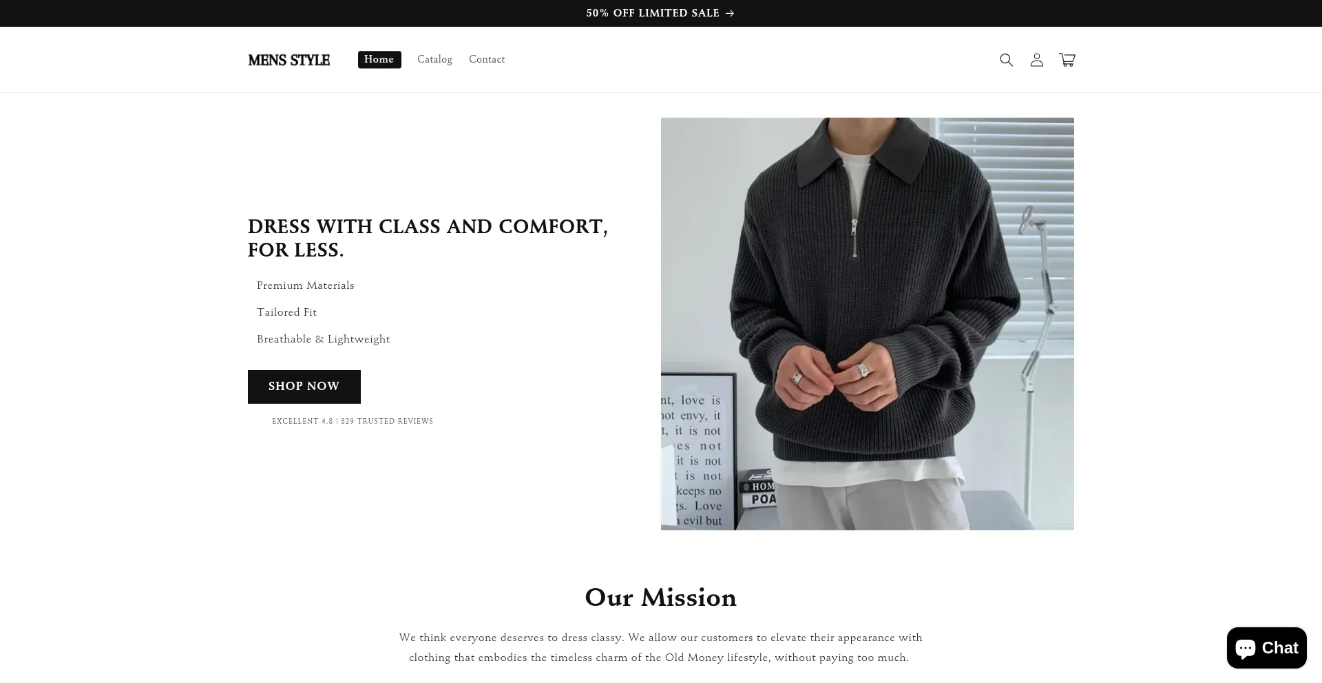 Website screenshot of Pomclothes.myshopify.com