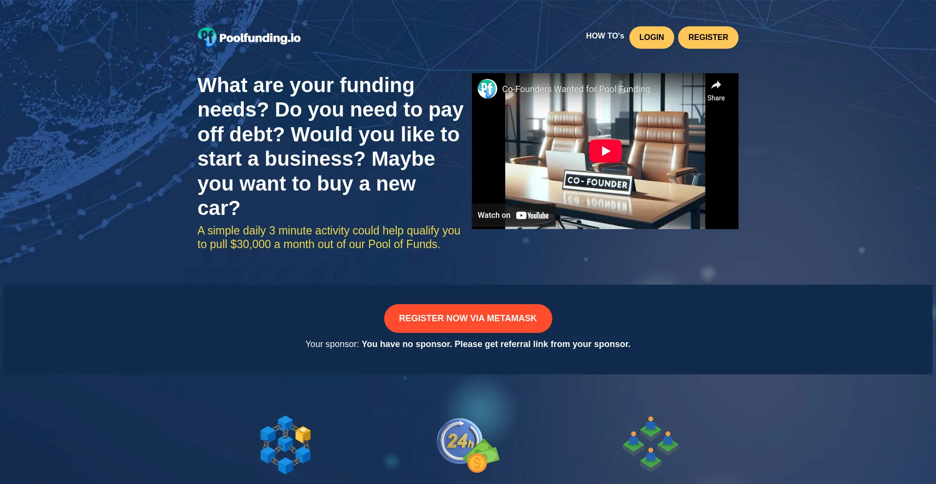 Website screenshot of Poolfunding.io