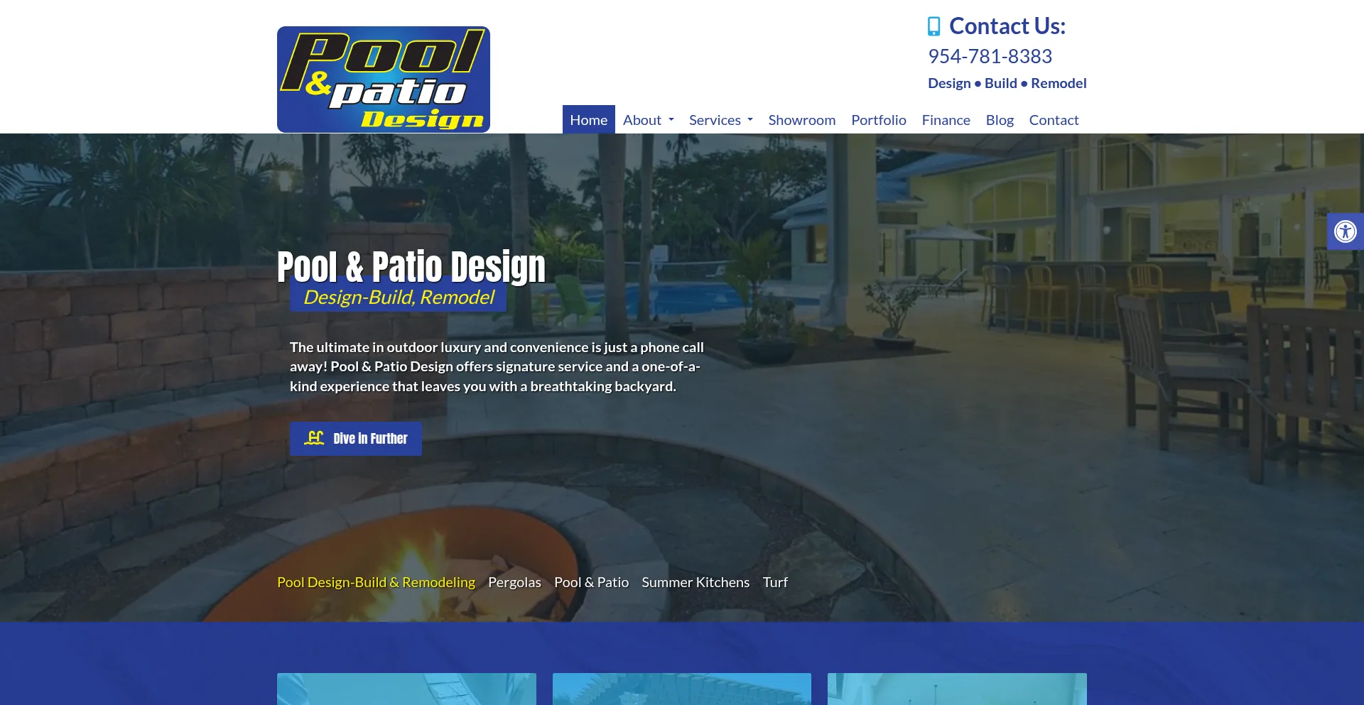 Website screenshot of Poolpatiodesign.com
