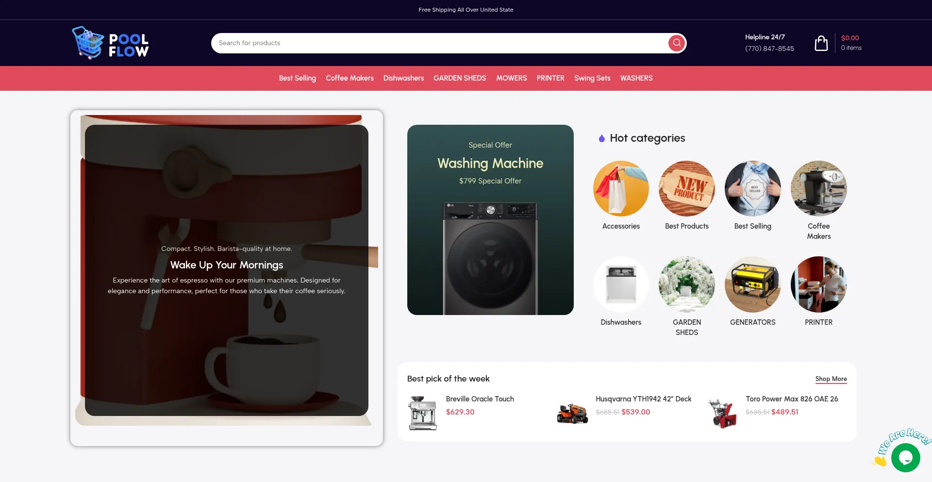 Website screenshot of Poolsflow.com