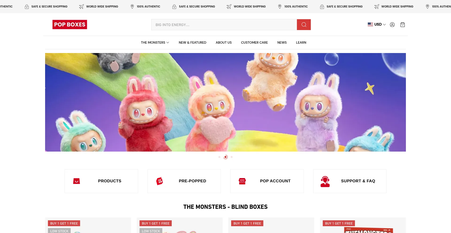 Website screenshot of Popboxes.co