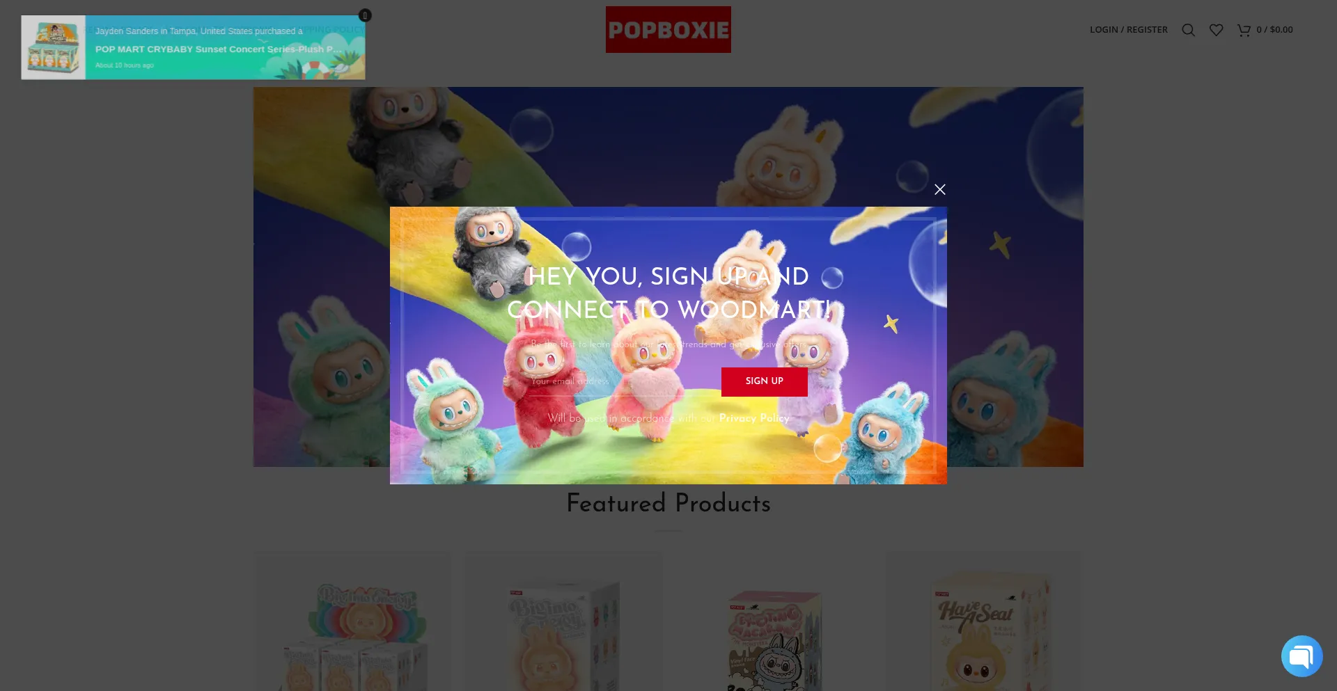 Website screenshot of Popboxie.com