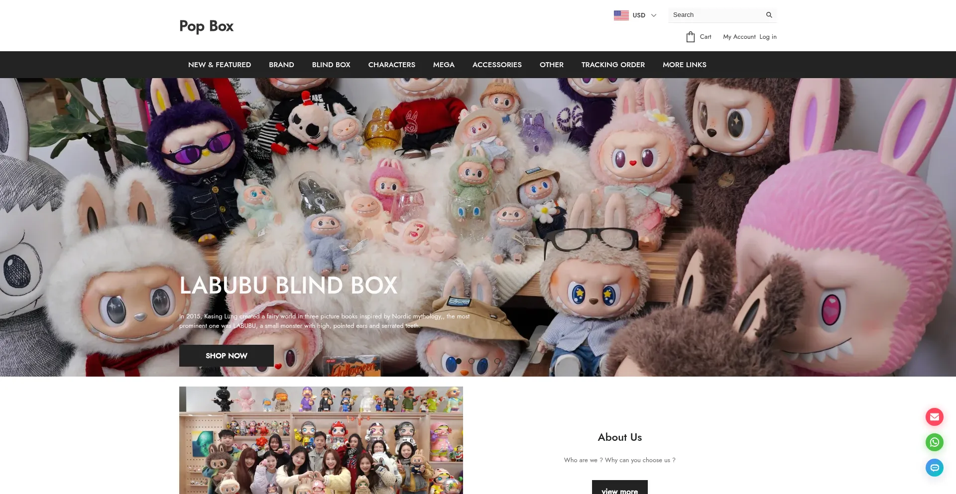 Website screenshot of Popboxss.com