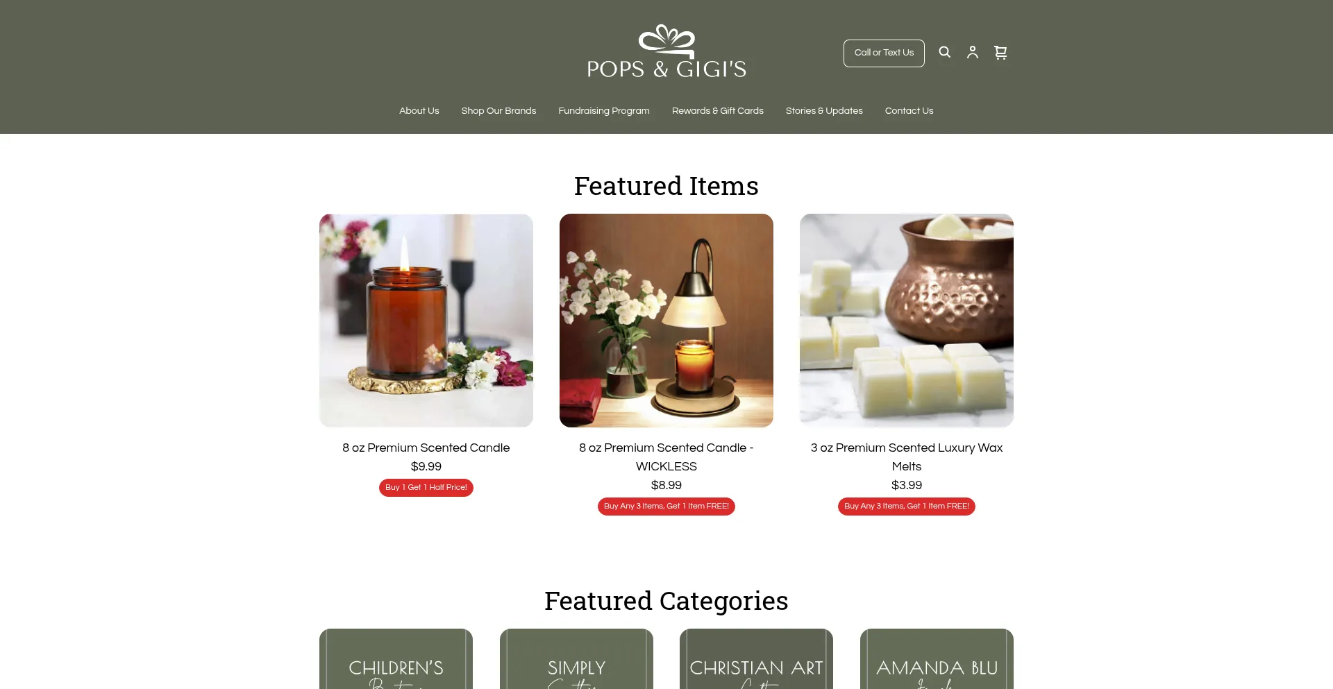 Website screenshot of Popsandgigis.com