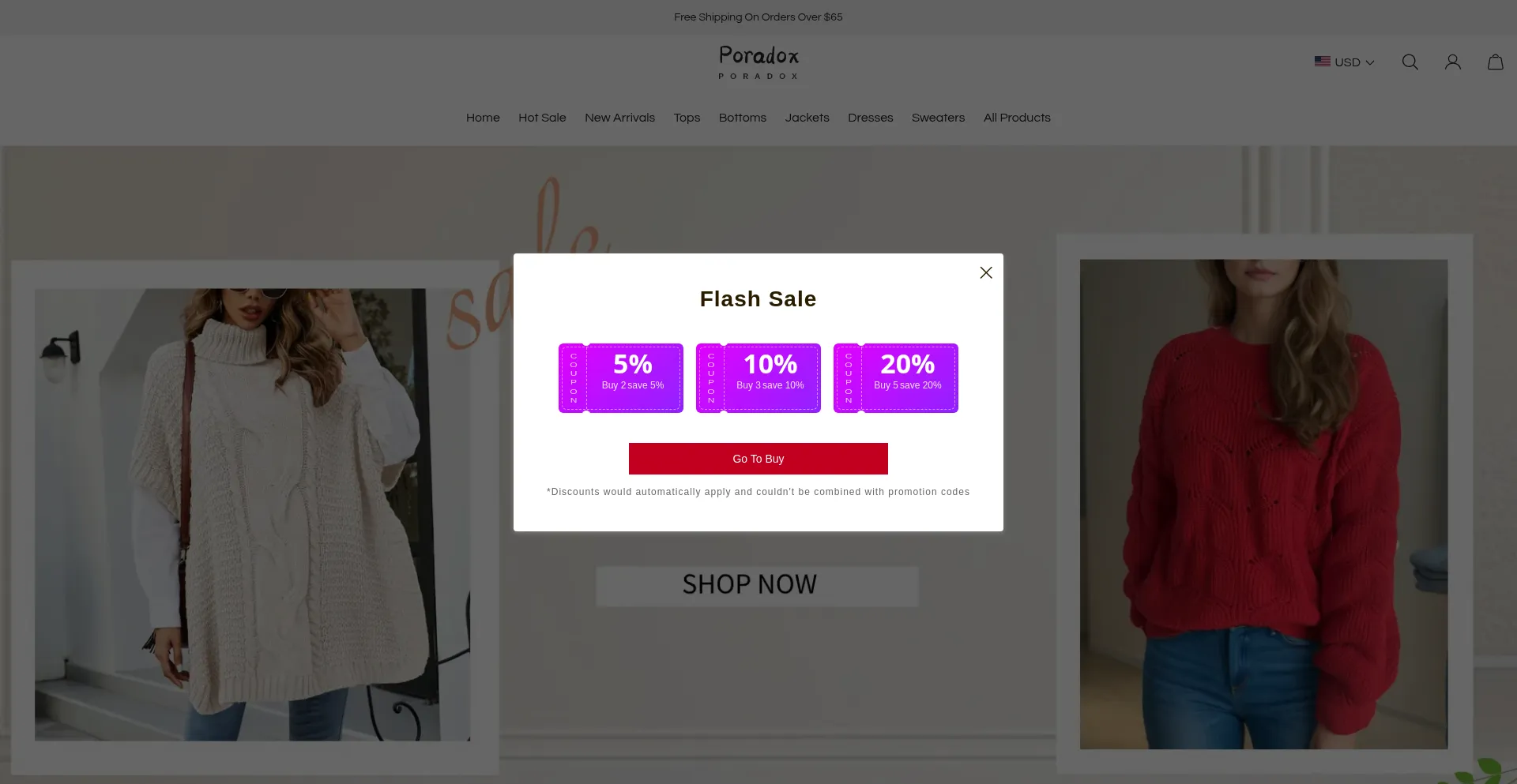 Website screenshot of Poradox.com