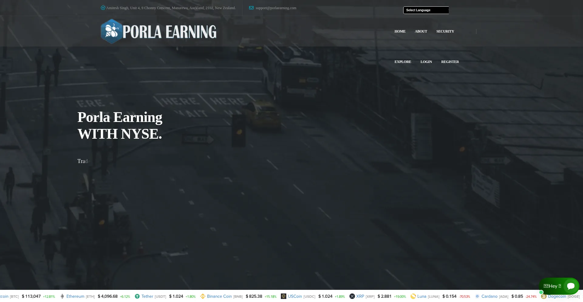 Website screenshot of Porlaearnings.com