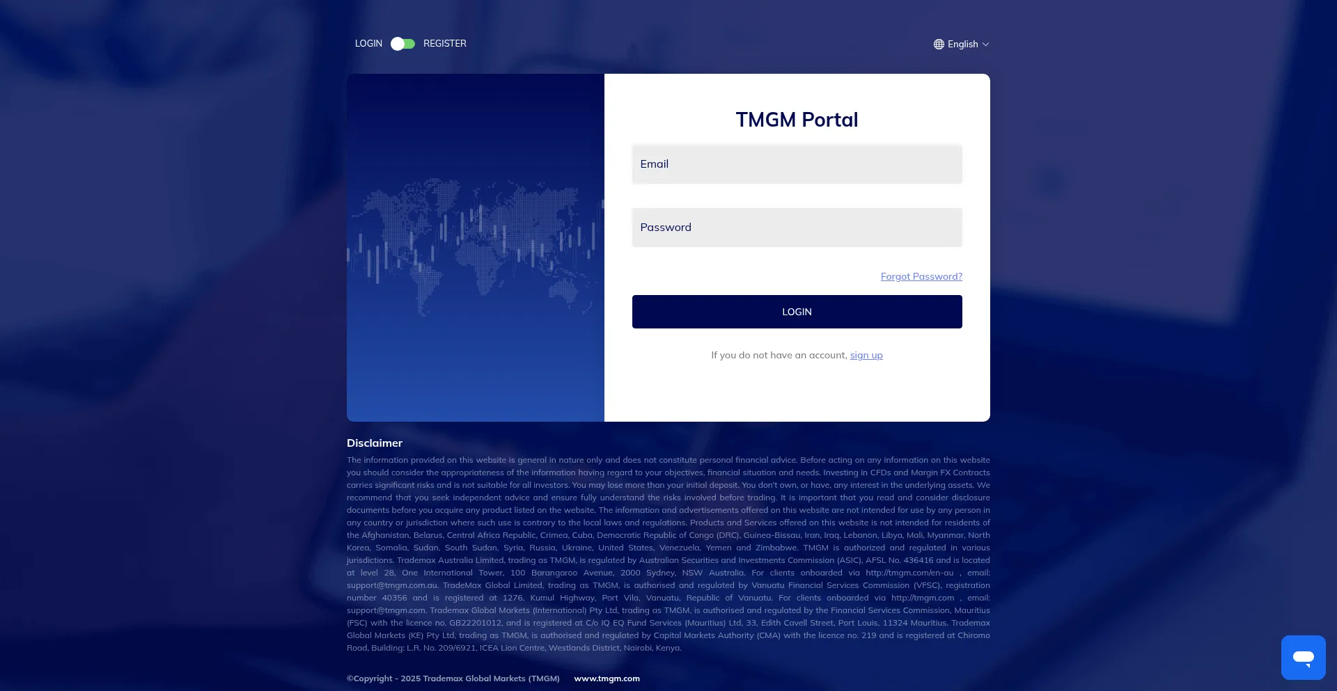 Website screenshot of Portal.tmgmwealth.com