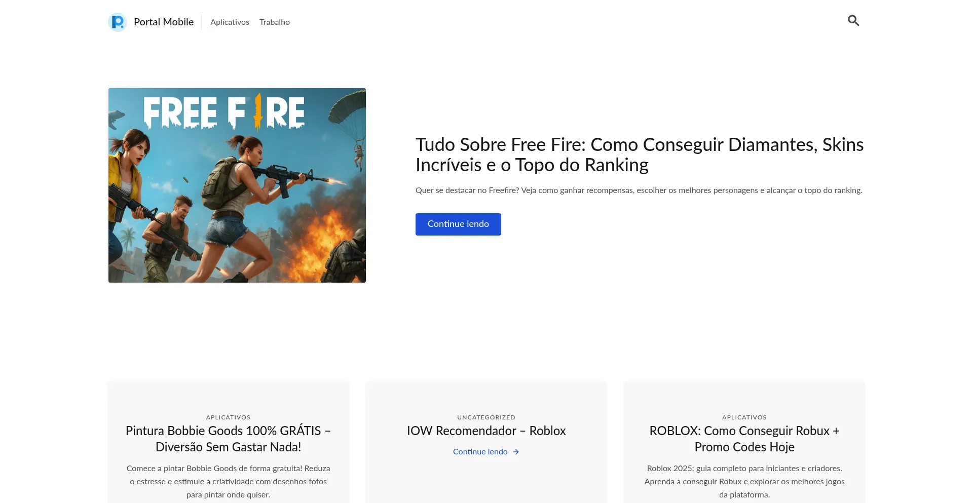 Website screenshot of Portalmobile.com.br
