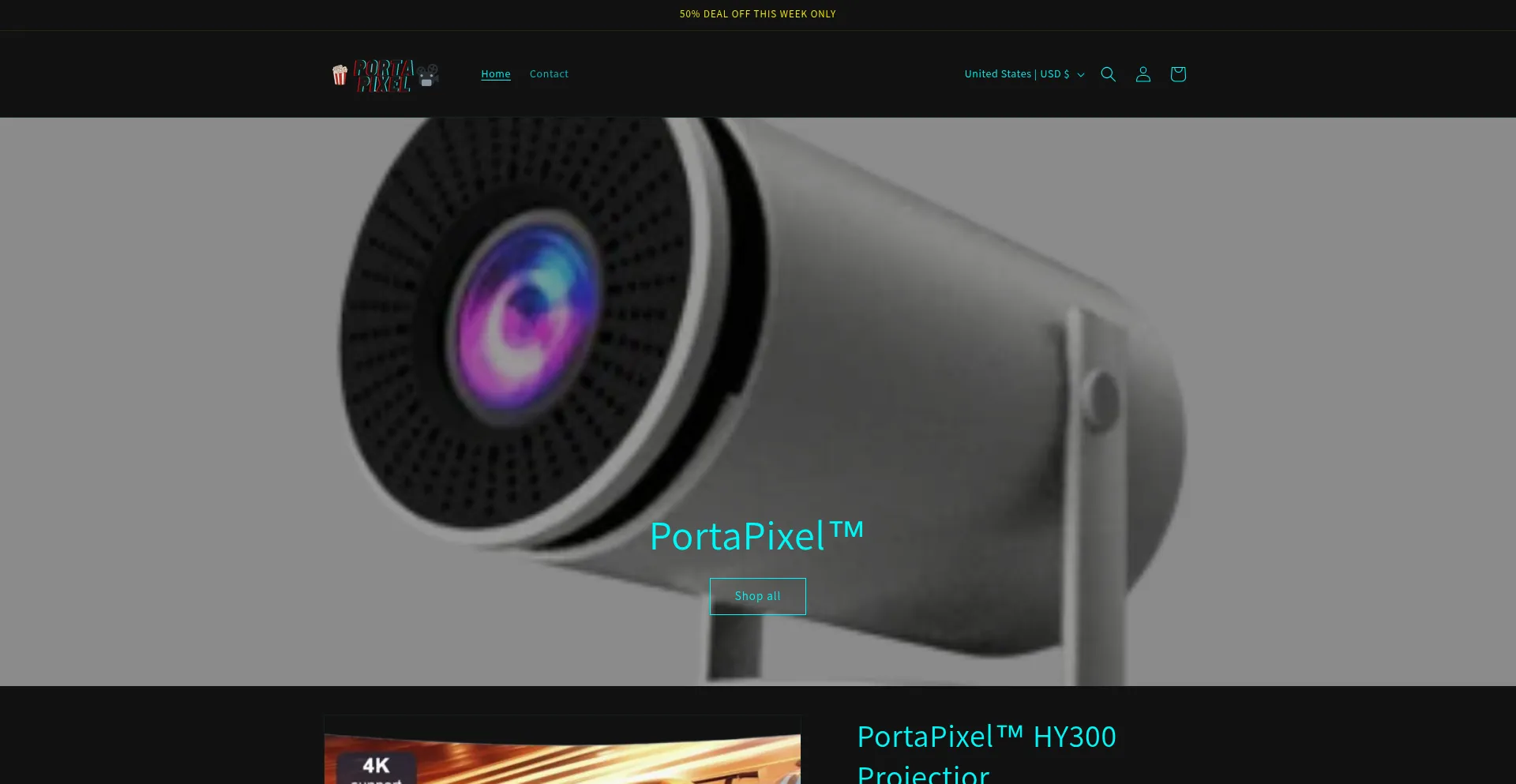 Website screenshot of Portapixel.shop
