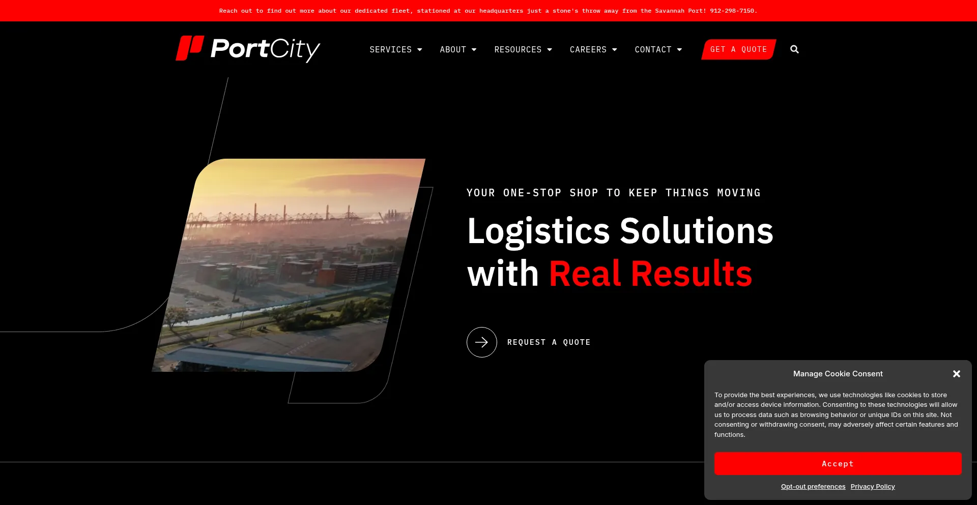 Website screenshot of Portcitylogistics.com