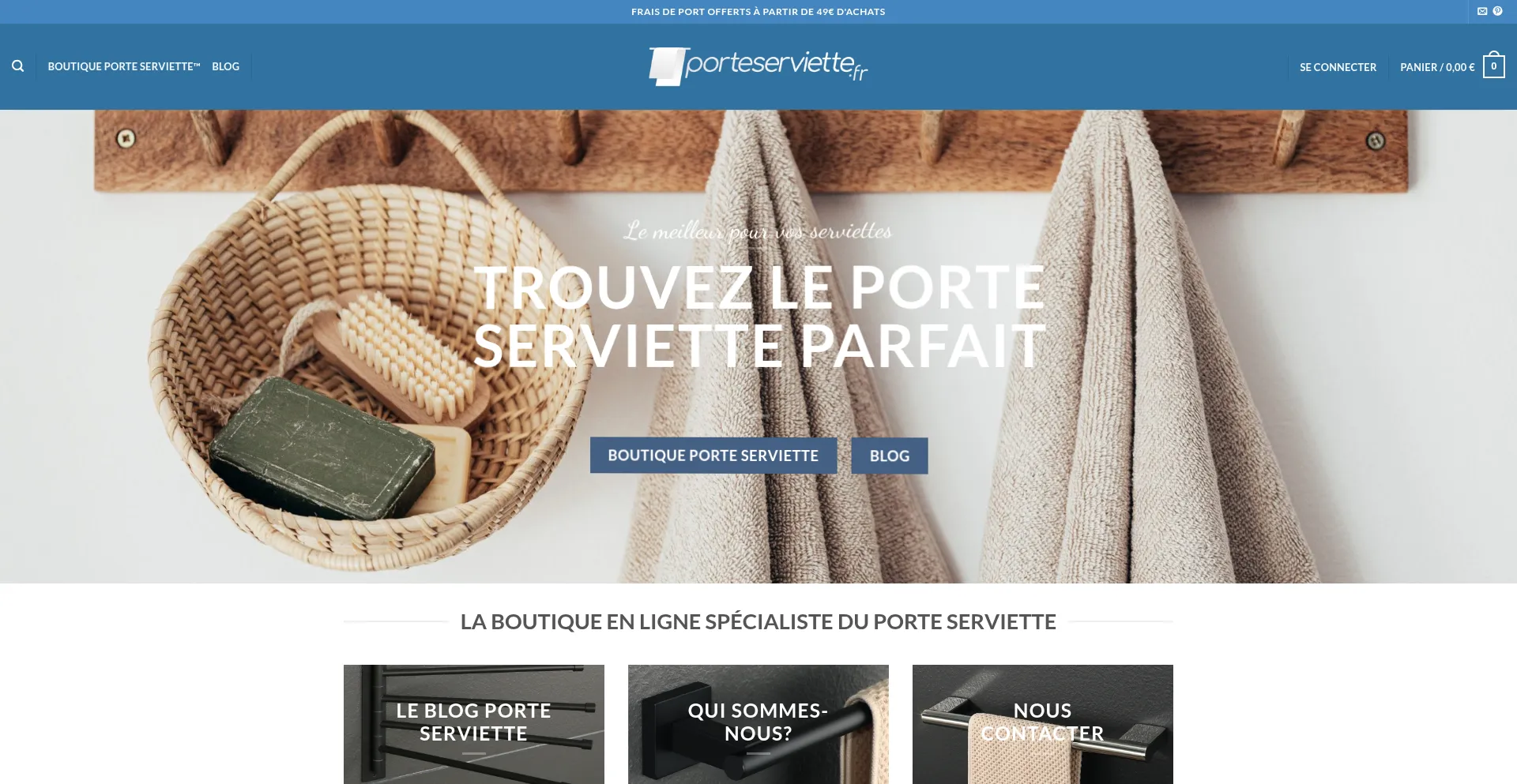 Website screenshot of Porteserviette.fr
