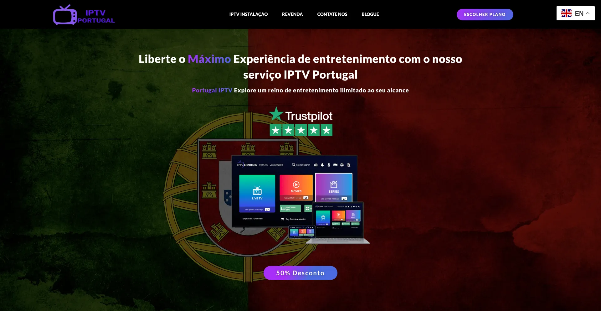 Website screenshot of Portugaliptv.pt