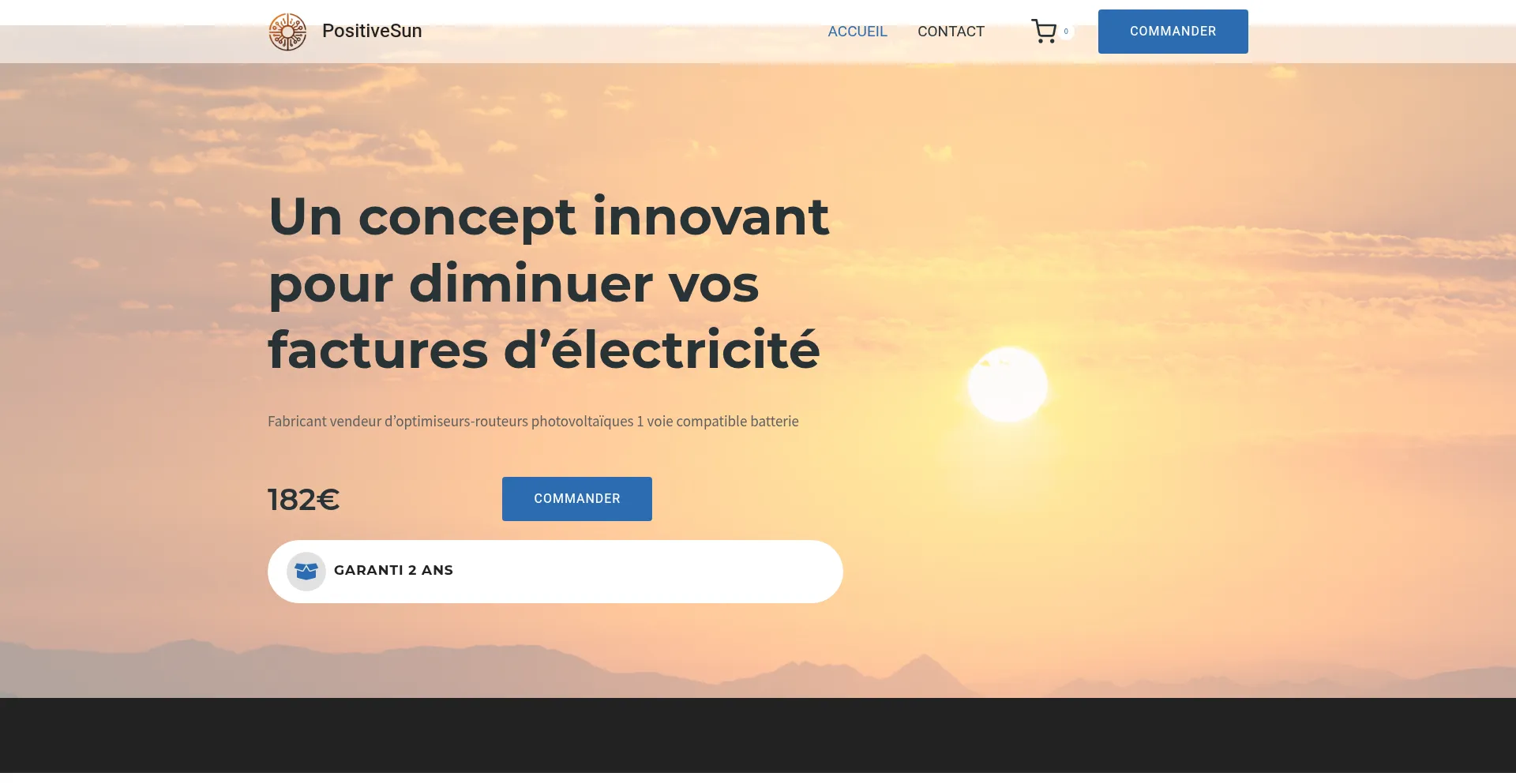 Website screenshot of Positivesun.fr