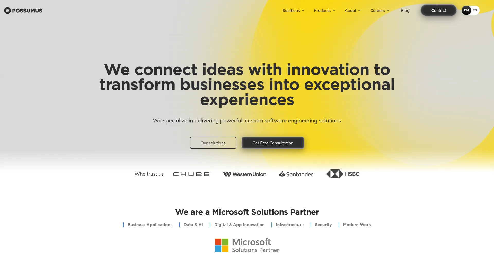 Website screenshot of Possumus.tech