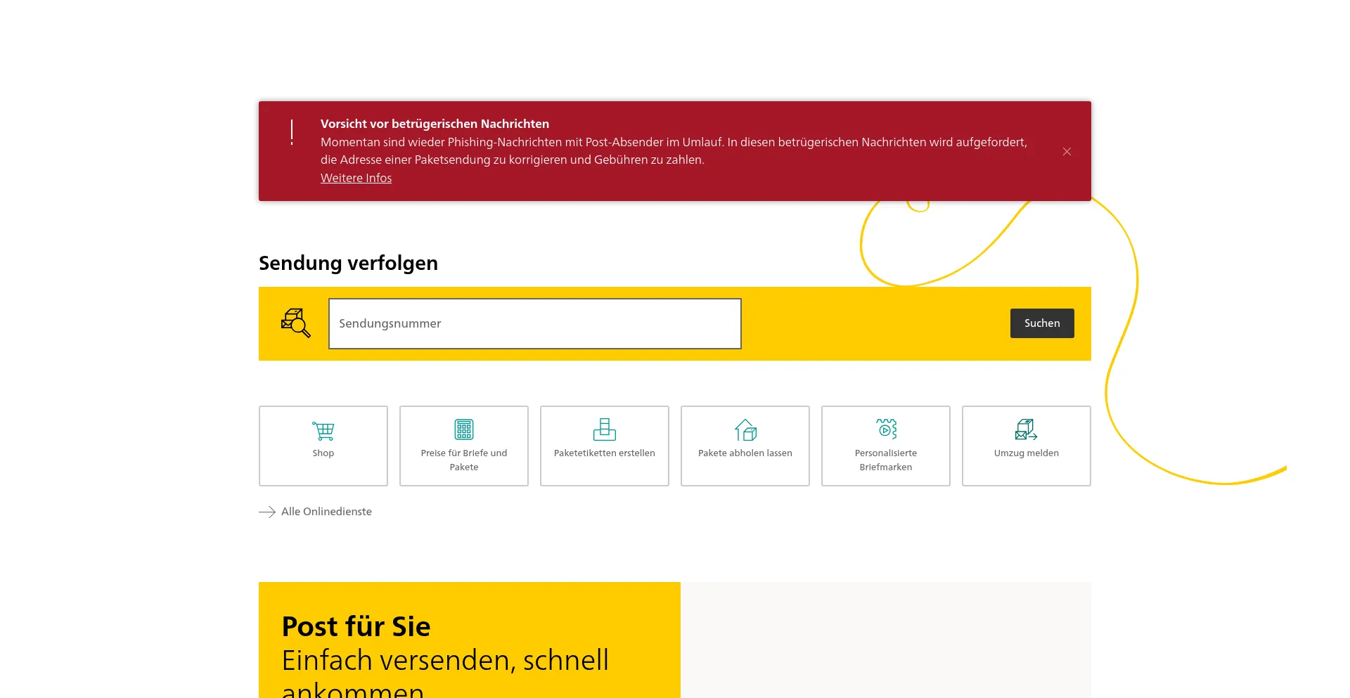 Website screenshot of Post.ch