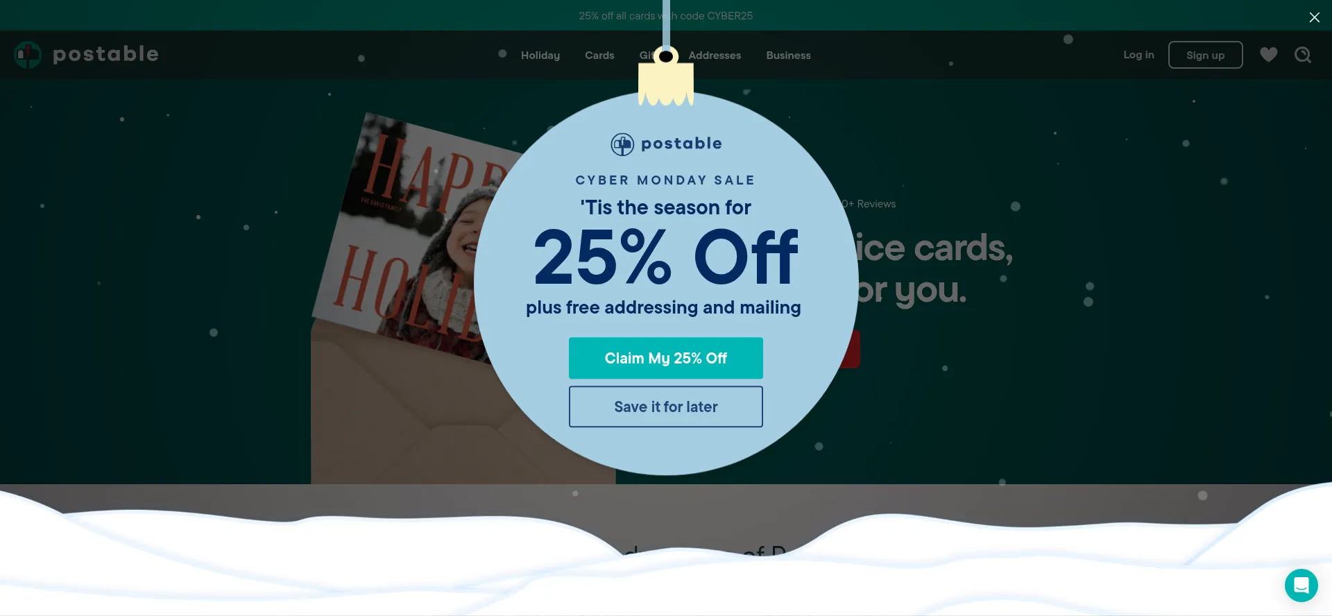 Website screenshot of Postable.com