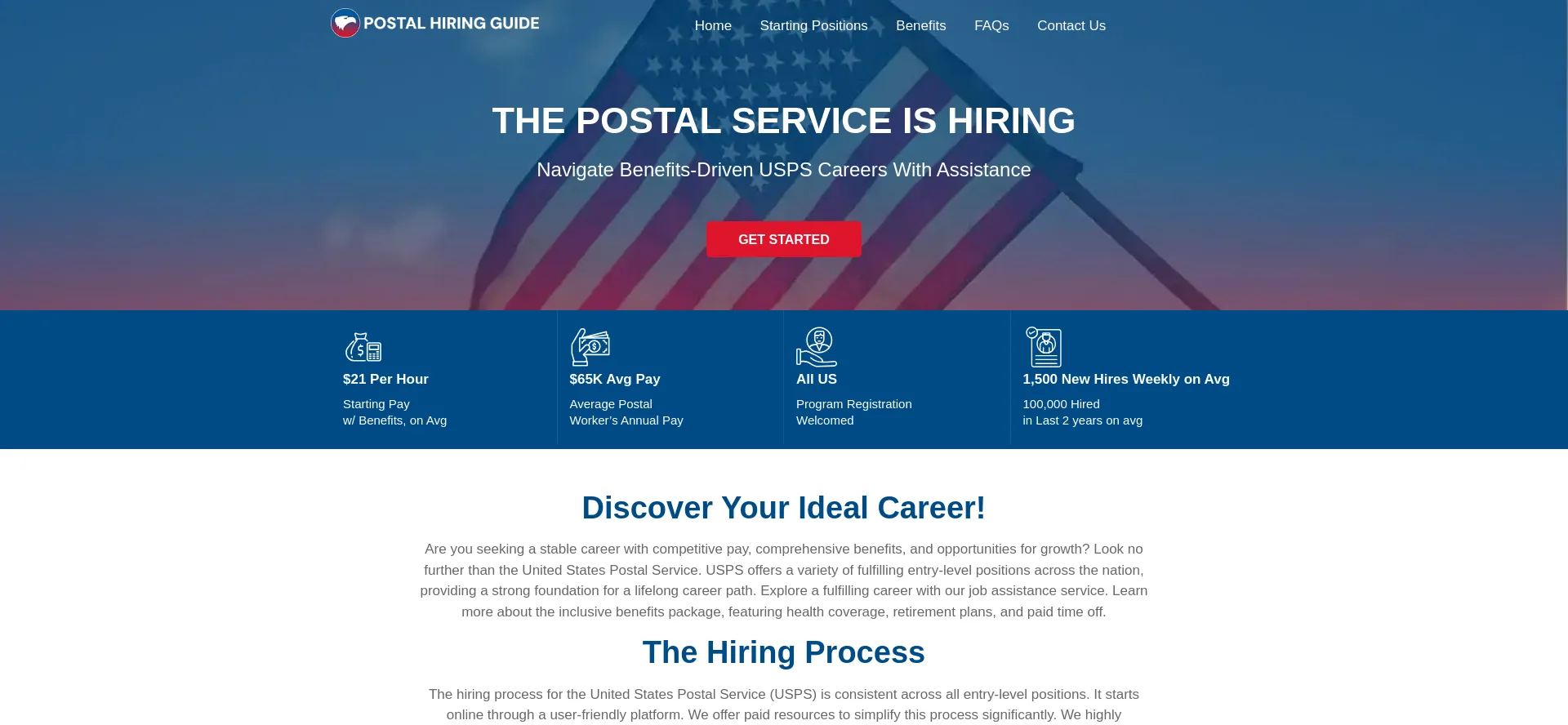 Website screenshot of Postal-hiring-guide.com