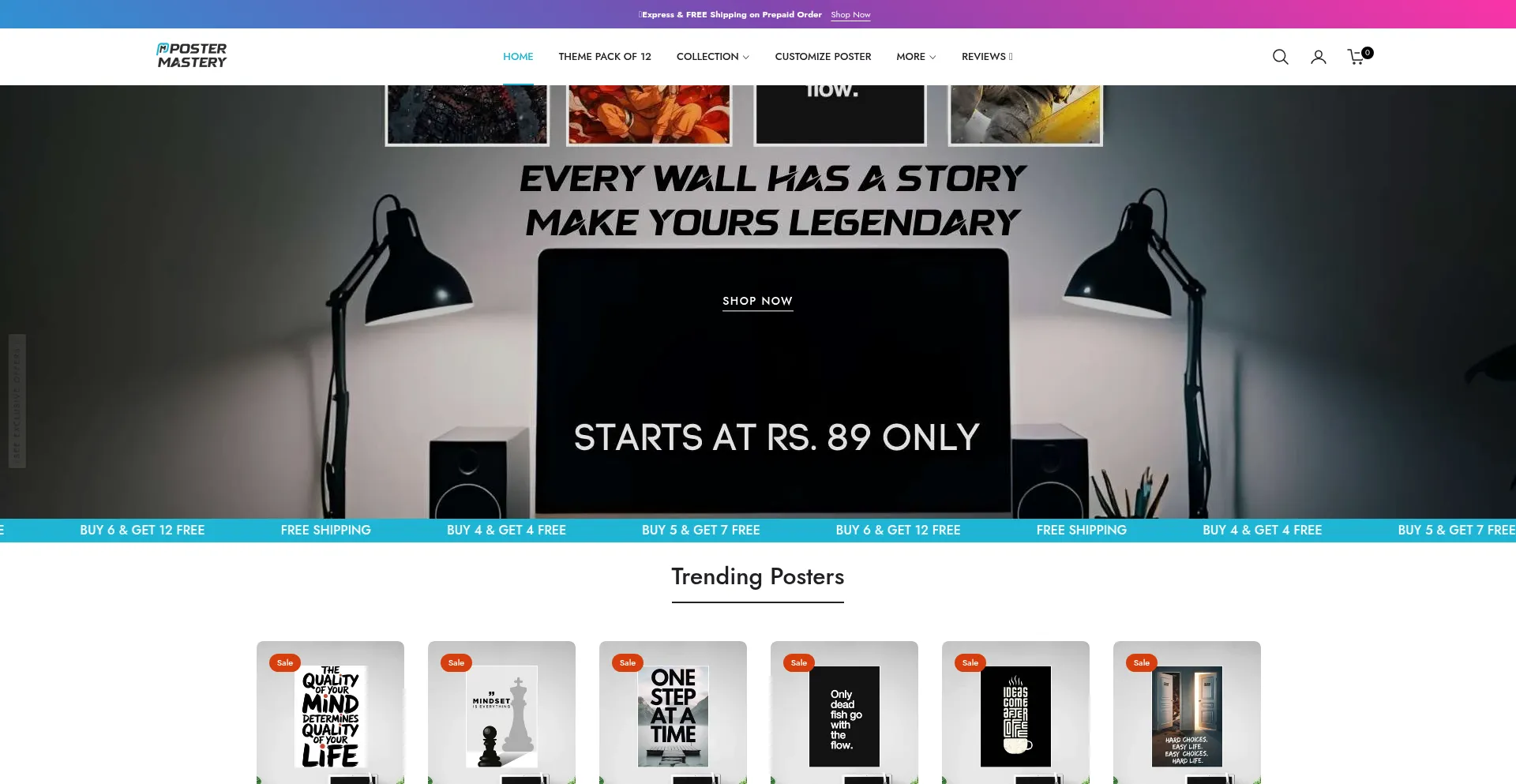 Website screenshot of Postermastery.in