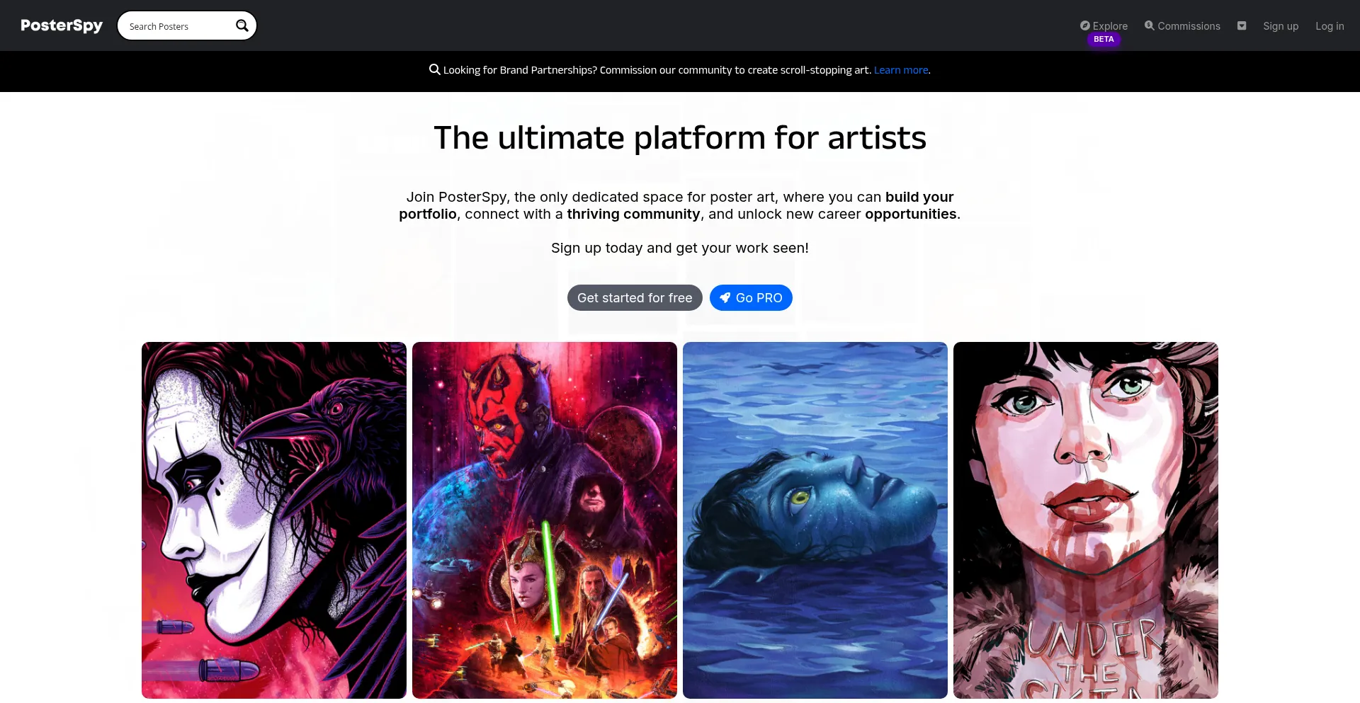 Website screenshot of Posterspy.com