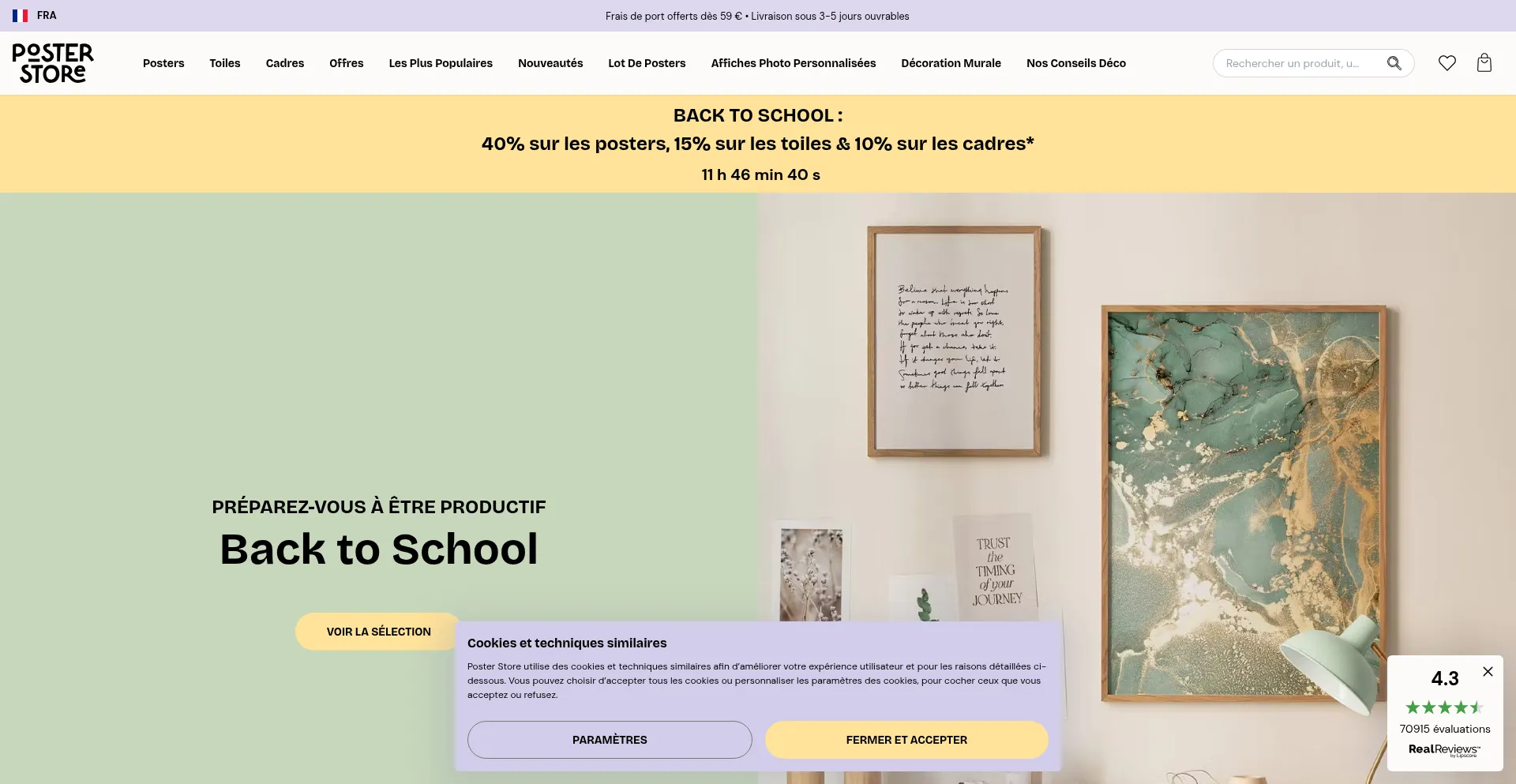 Website screenshot of Posterstore.fr