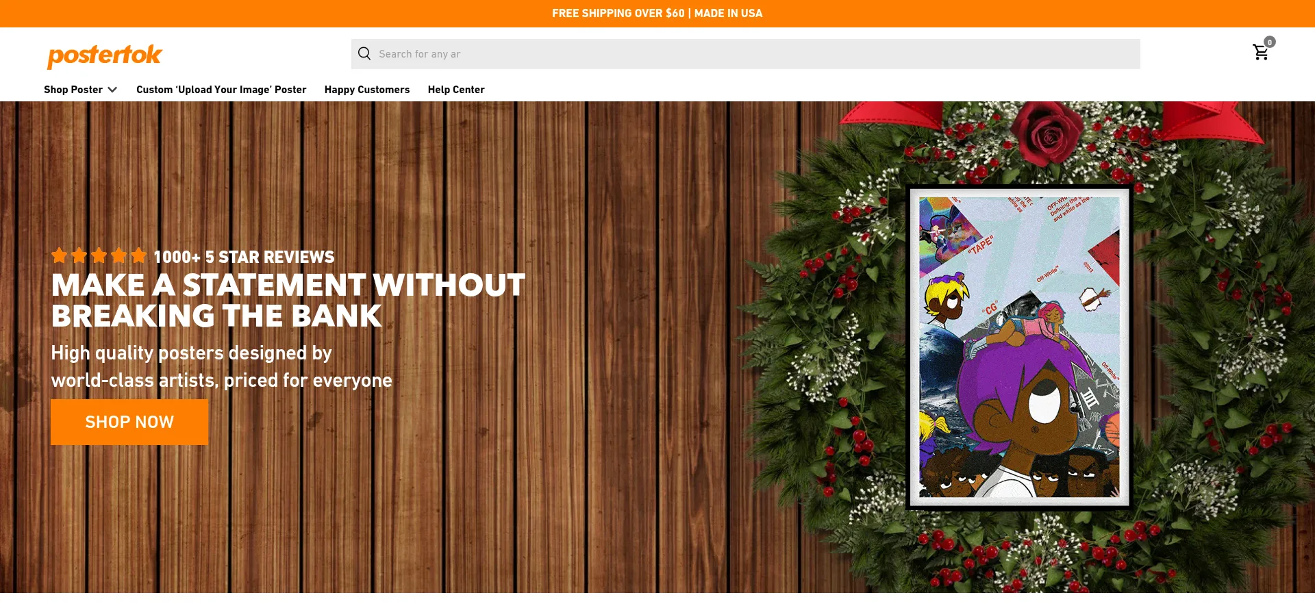 Website screenshot of Postertok.com