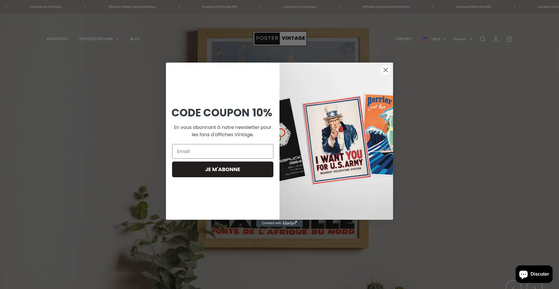 Website screenshot of Postervintage.fr