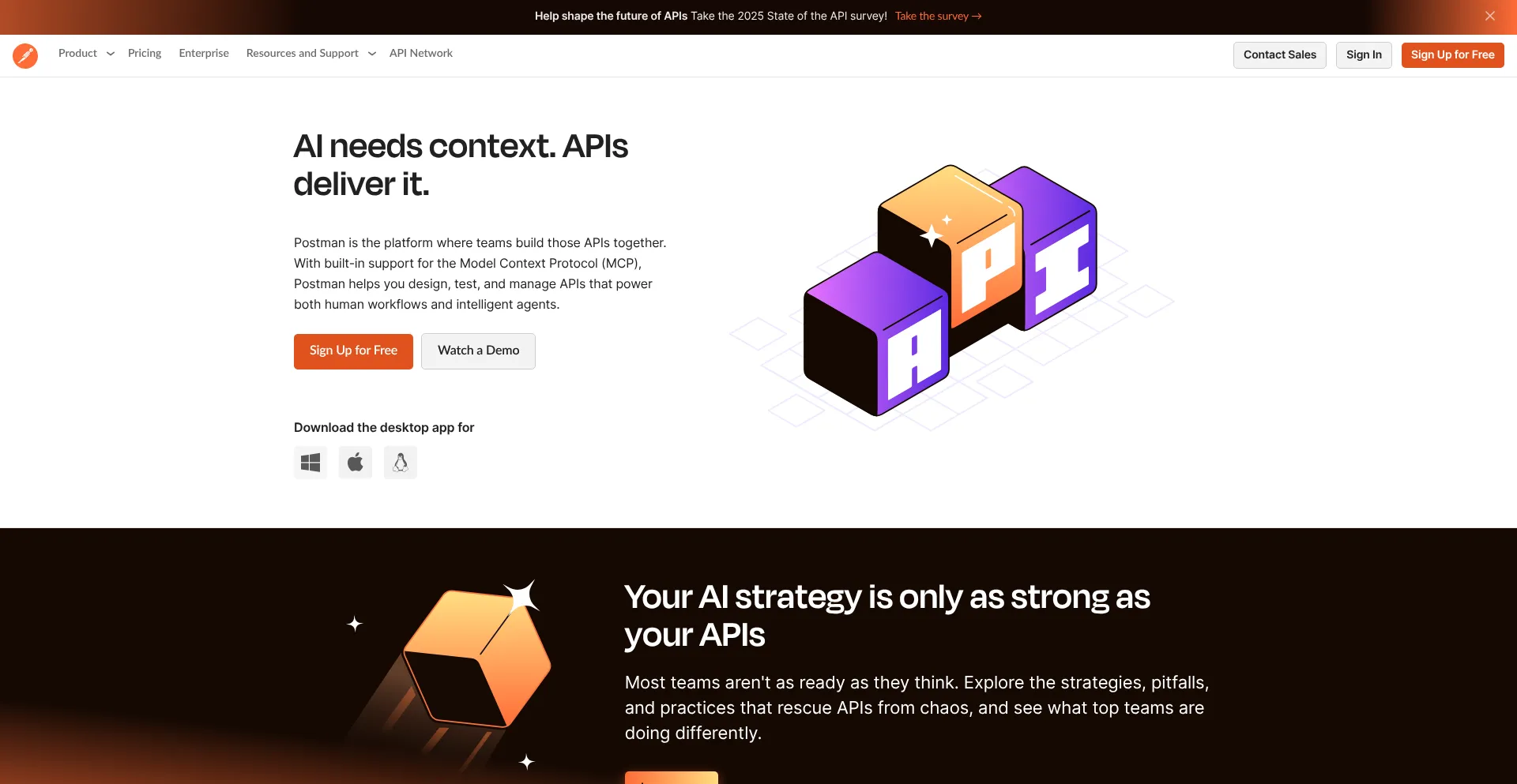 Website screenshot of Postman.com
