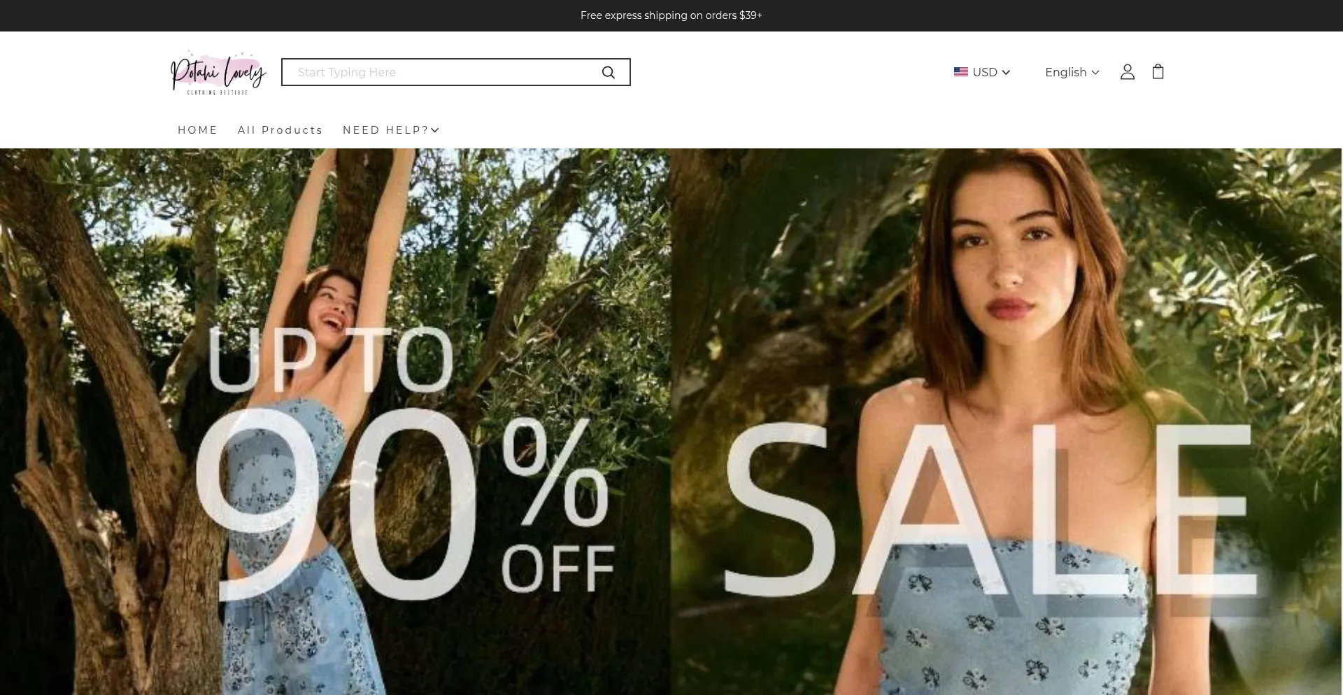 Website screenshot of Potahi.com